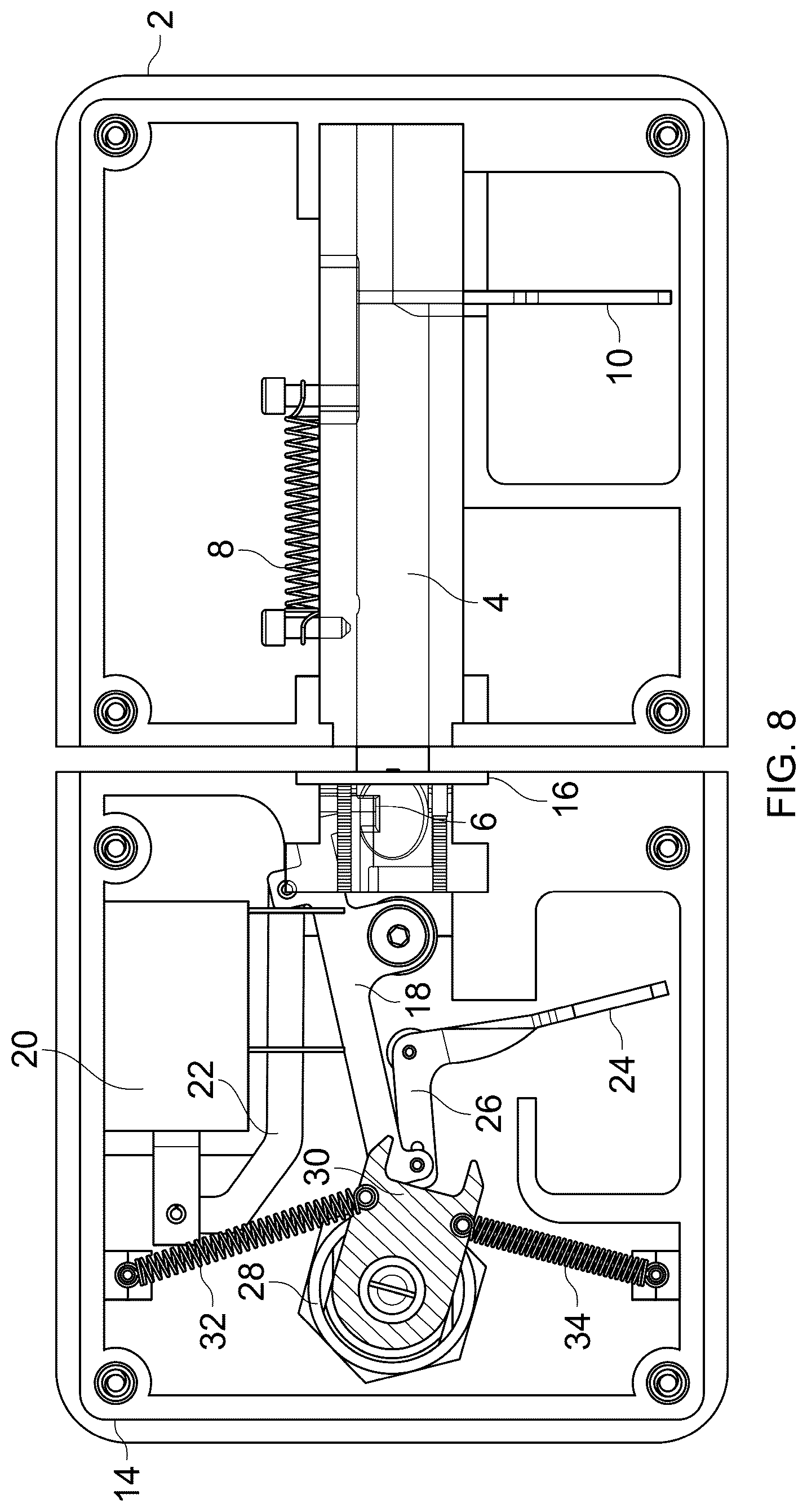 Patent US12590480 Figure 8 – Compact powered door latch