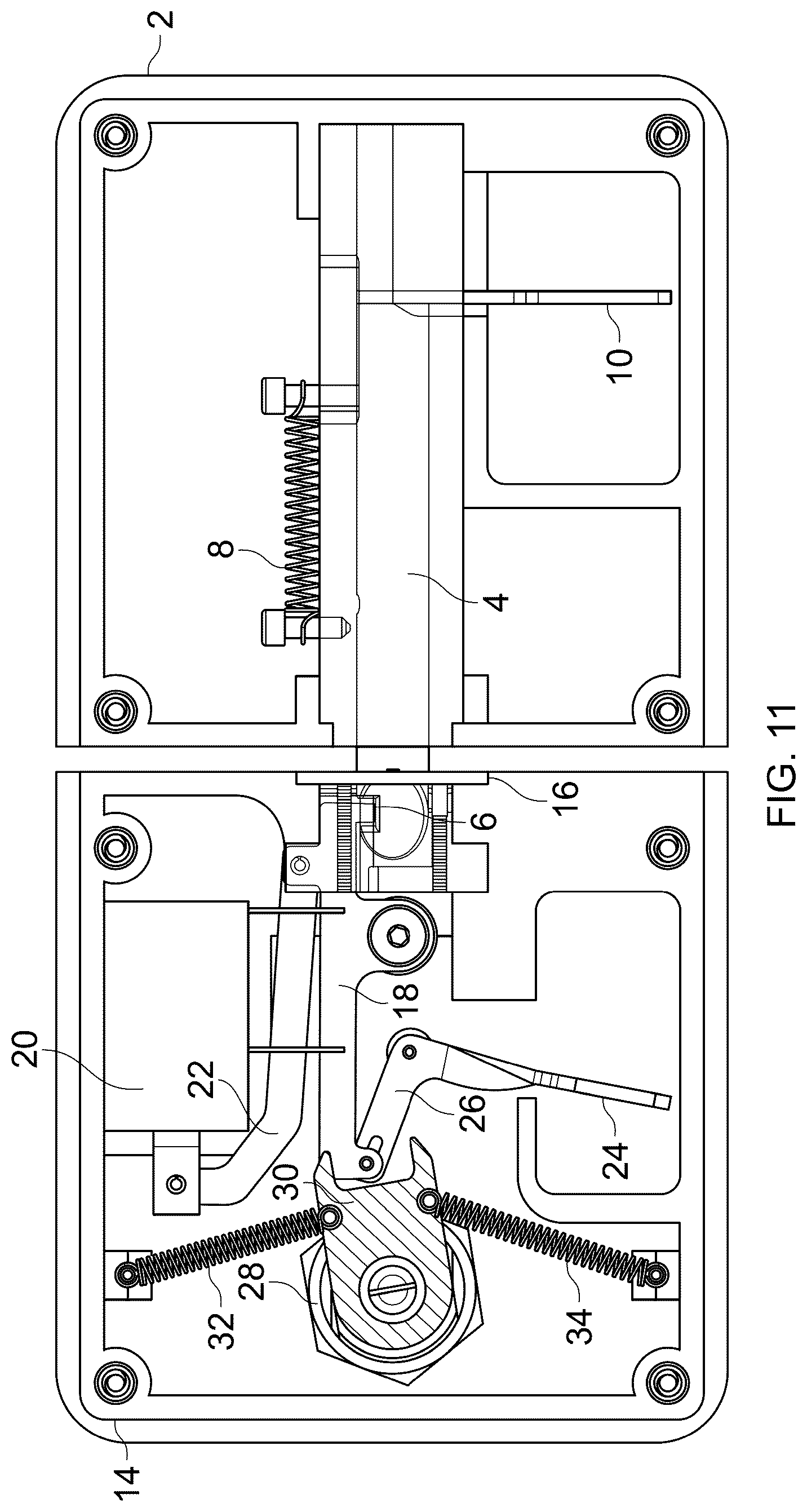 Patent US12590480 Figure 11 – Compact powered door latch