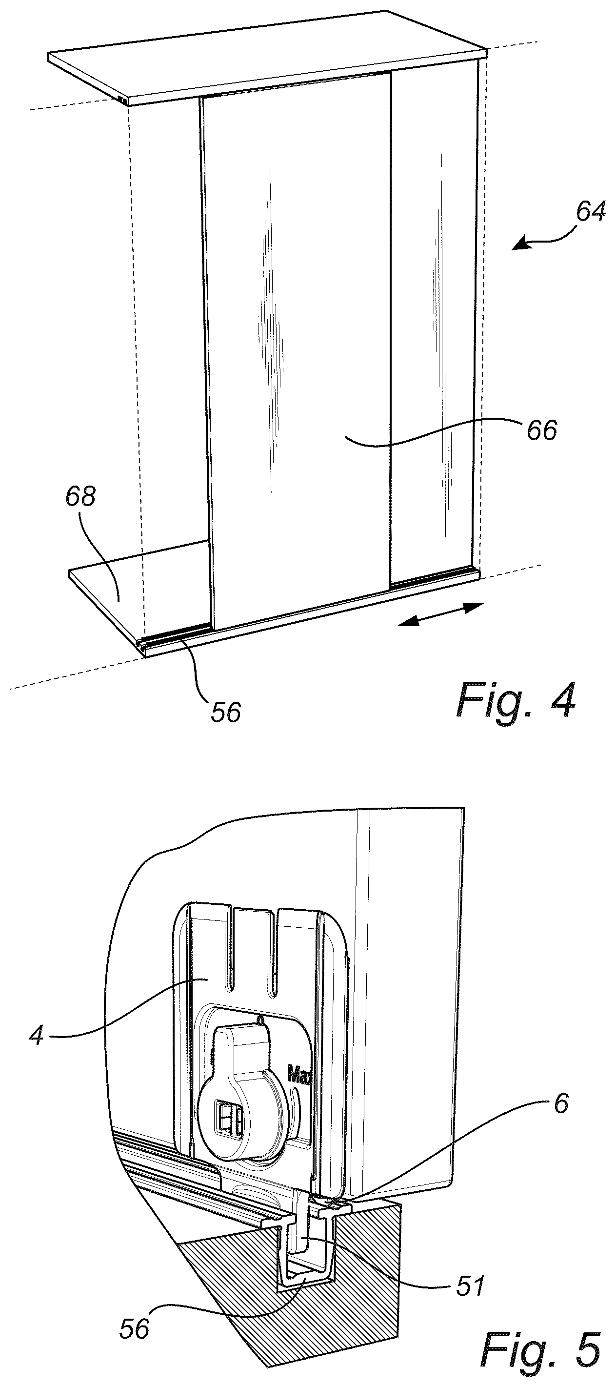 Patent US12590481 Figure 5 – Guide device for a sliding screen system