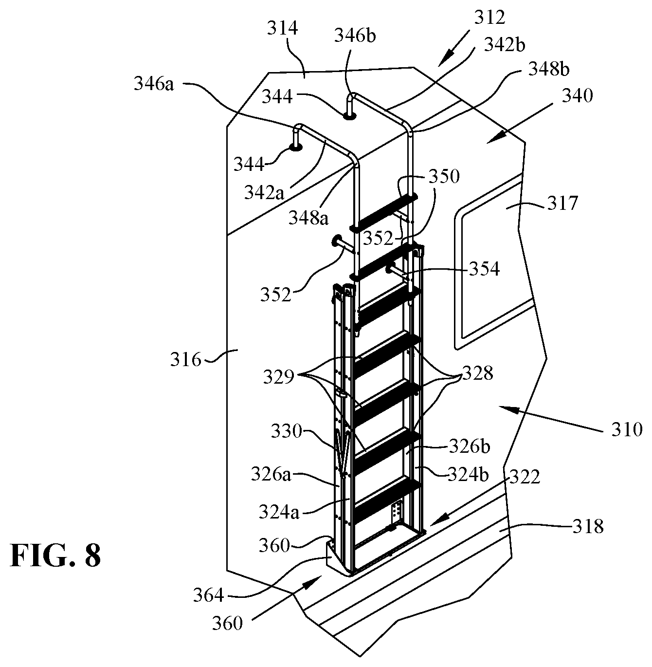 Patent US12590492 Figure 6 – Removable step ladder for recreational vehicle