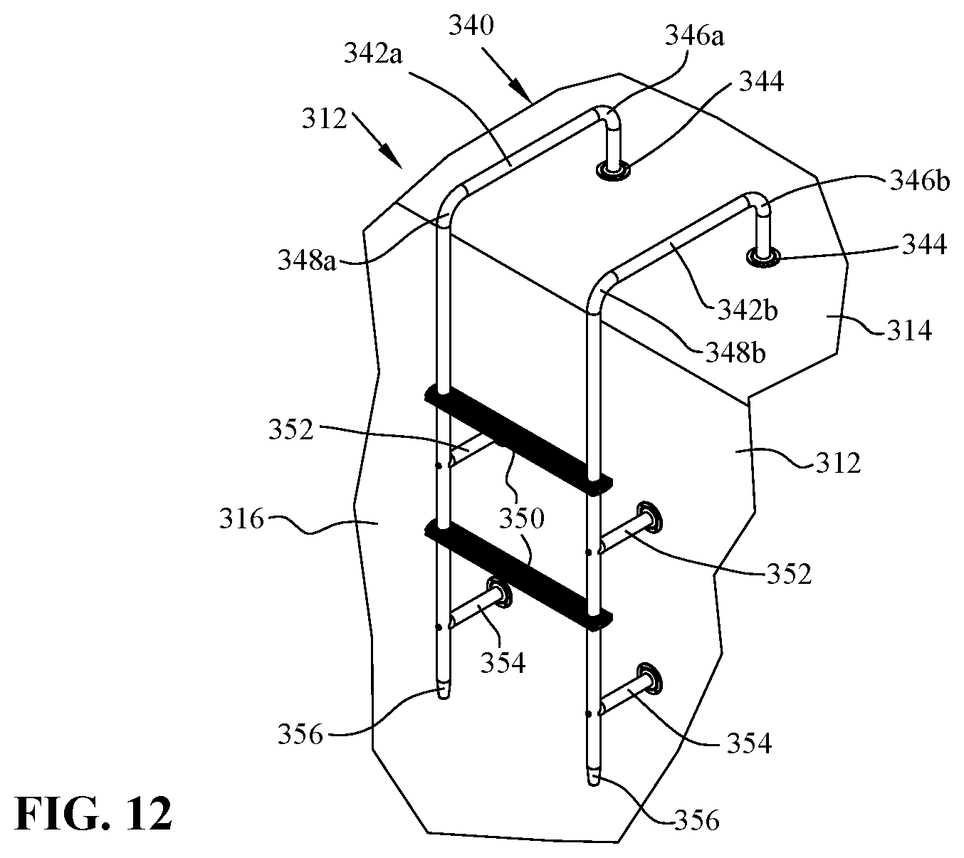 Patent US12590492 Figure 10 – Removable step ladder for recreational vehicle