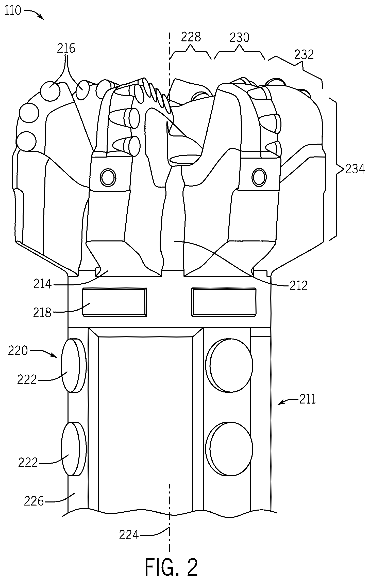 Patent US12590494 Figure 2 – Drilling tool having pre-fabricated components