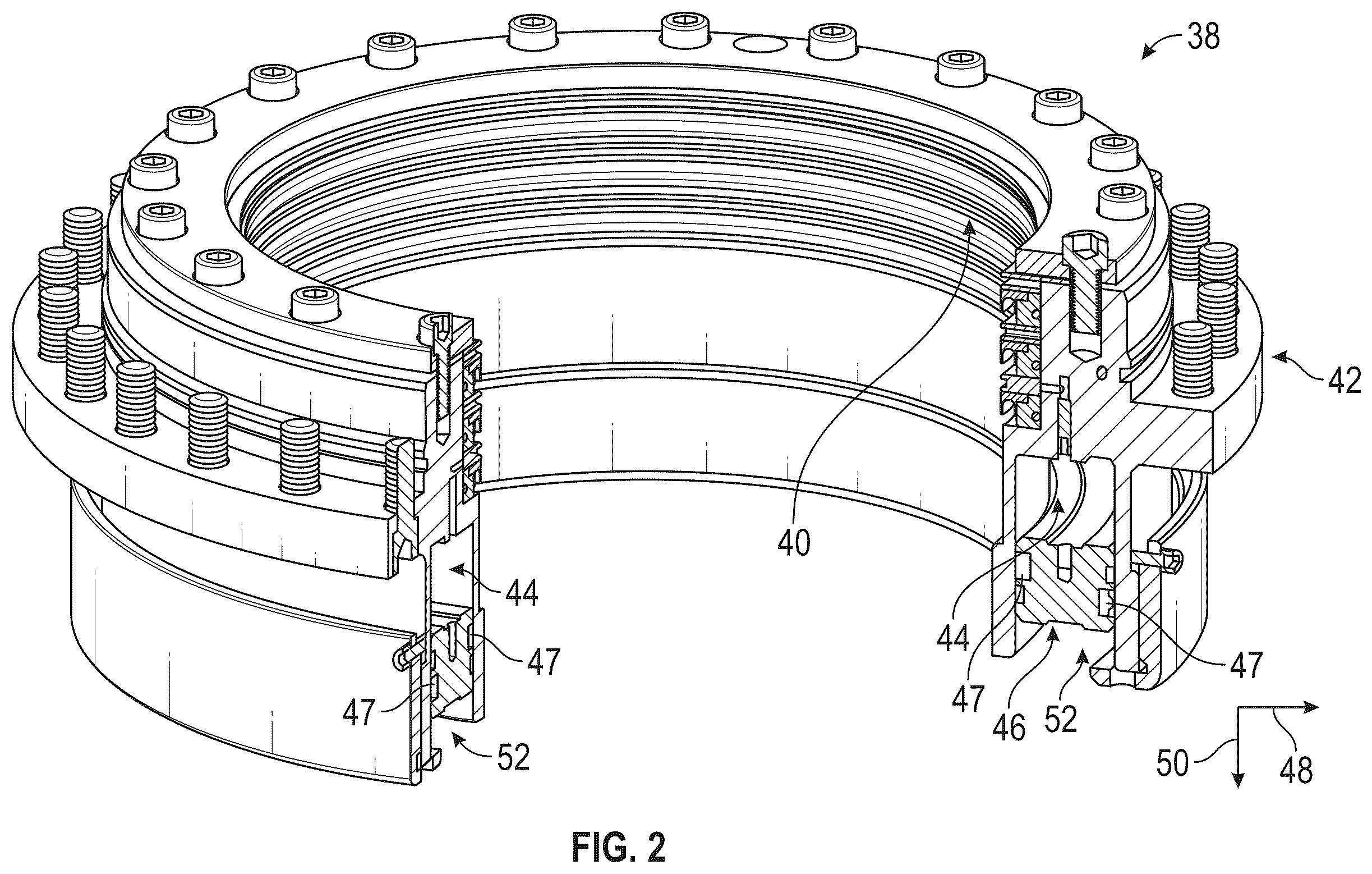 Patent US12590503 Figure 2 – Wellbore balanced pressure compensation for rotating control device (RCD) rotary seals