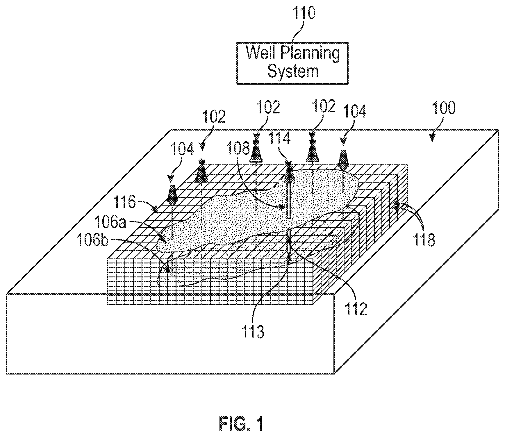 Patent US12590519 Figure 1 – Method and system for updating a reservoir simulation model based on a well productivity index