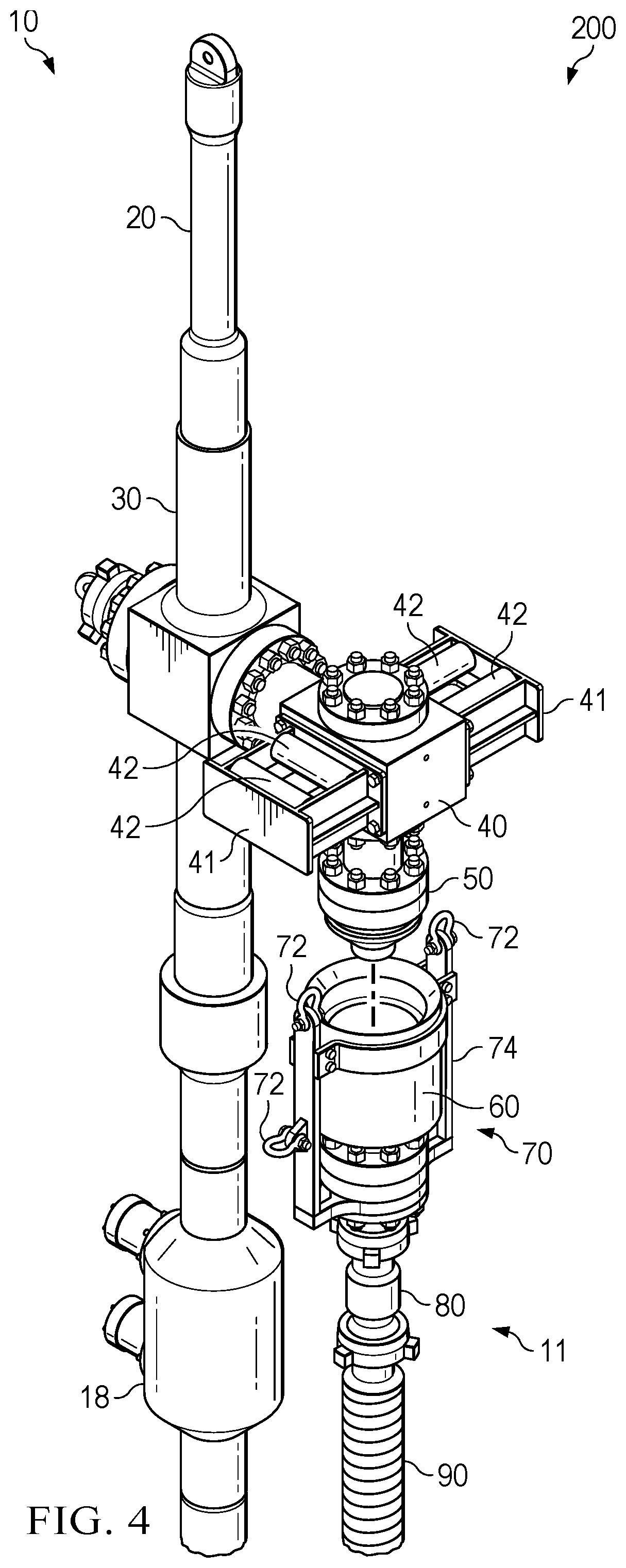 Patent US12590523 Figure 4 – Hands free frac line connection method and system