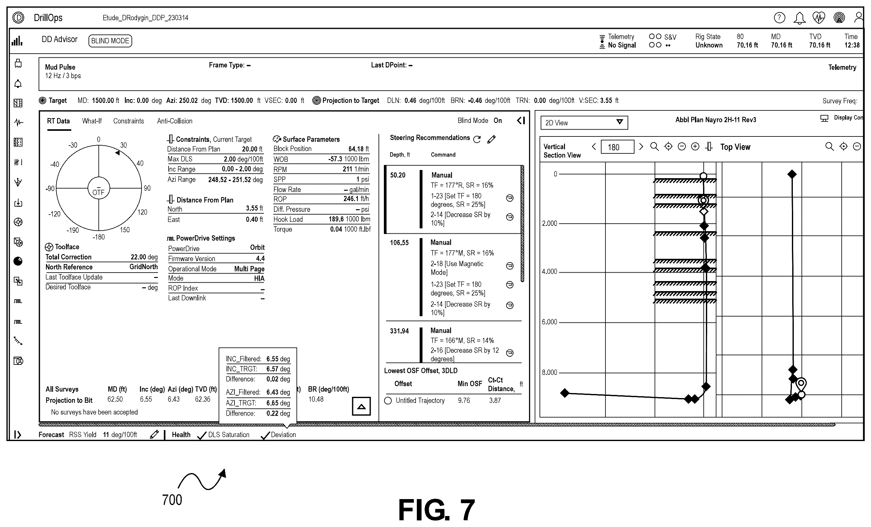 Patent US12590526 Figure 7 – Wellbore drill deviation handling