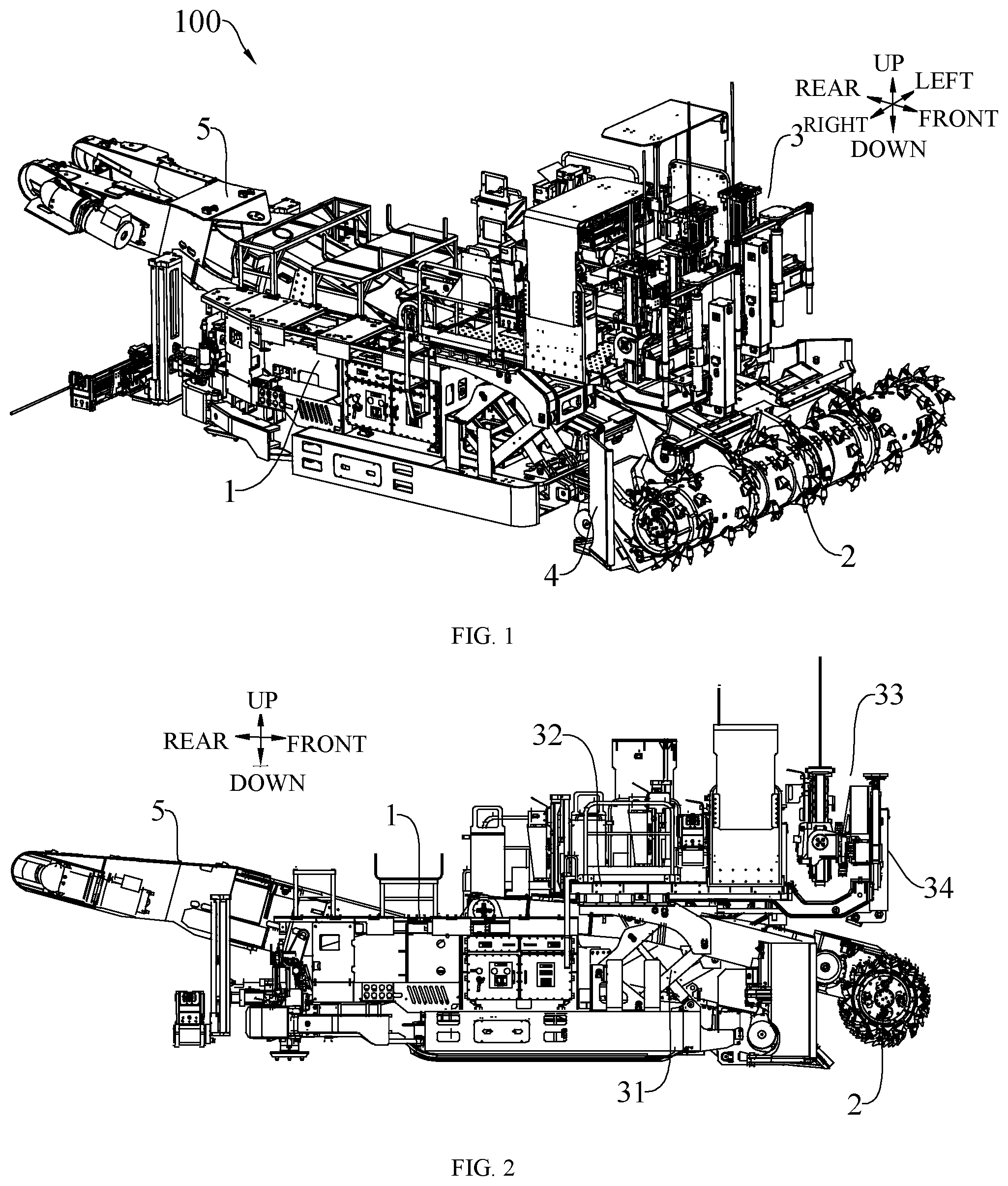 Patent US12590540 Figure 1 – Bolter miner and tunneling system