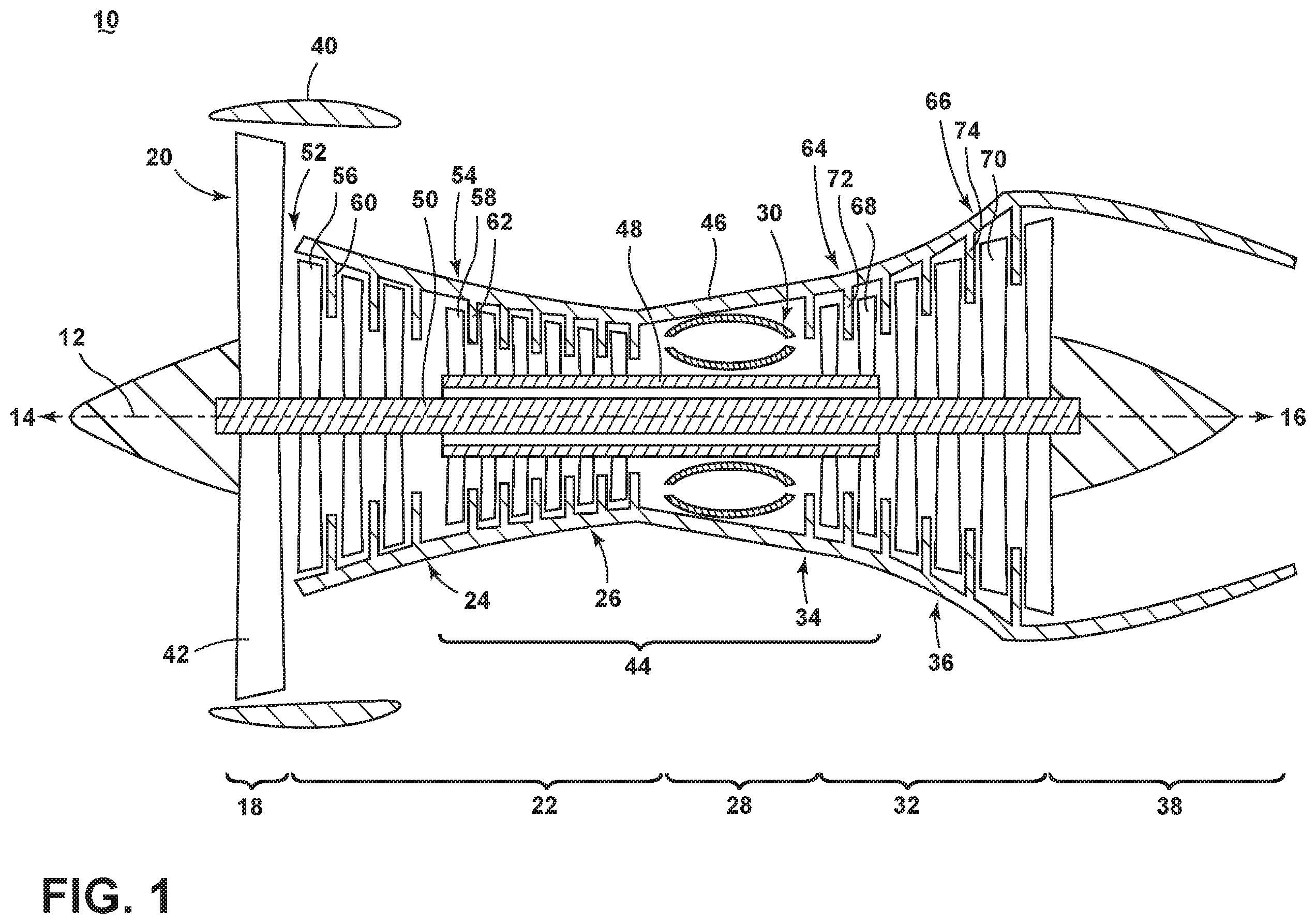 Patent US12590546 Figure 1 – Engine component assembly with a cooling aperture