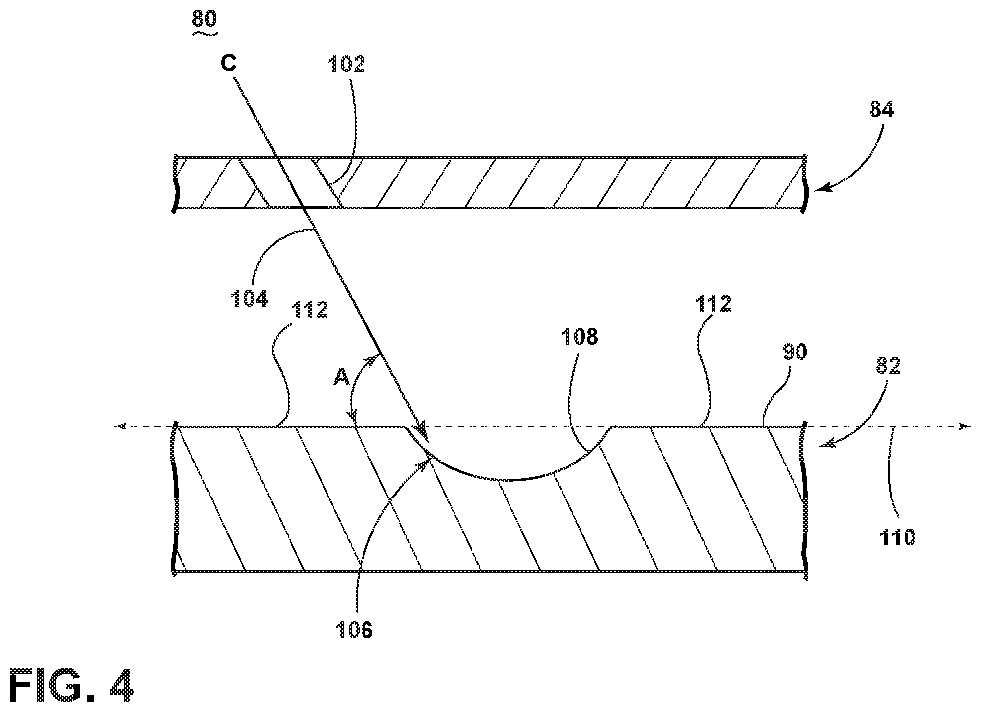 Patent US12590546 Figure 4 – Engine component assembly with a cooling aperture