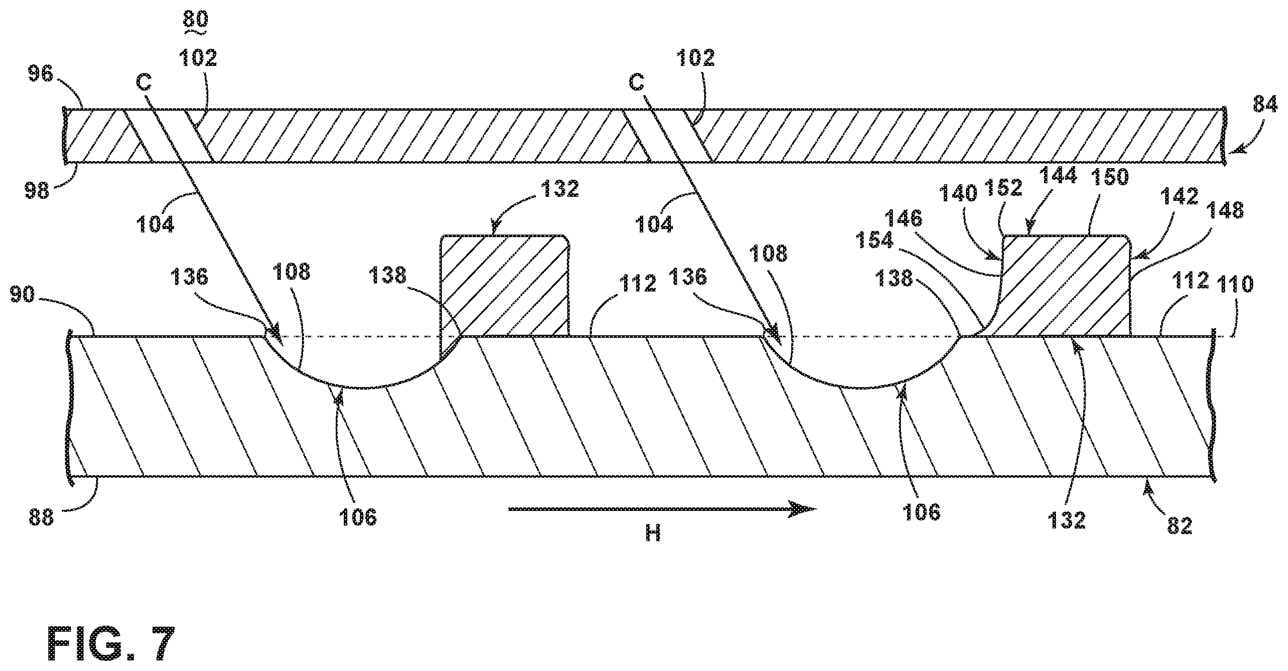Patent US12590546 Figure 7 – Engine component assembly with a cooling aperture