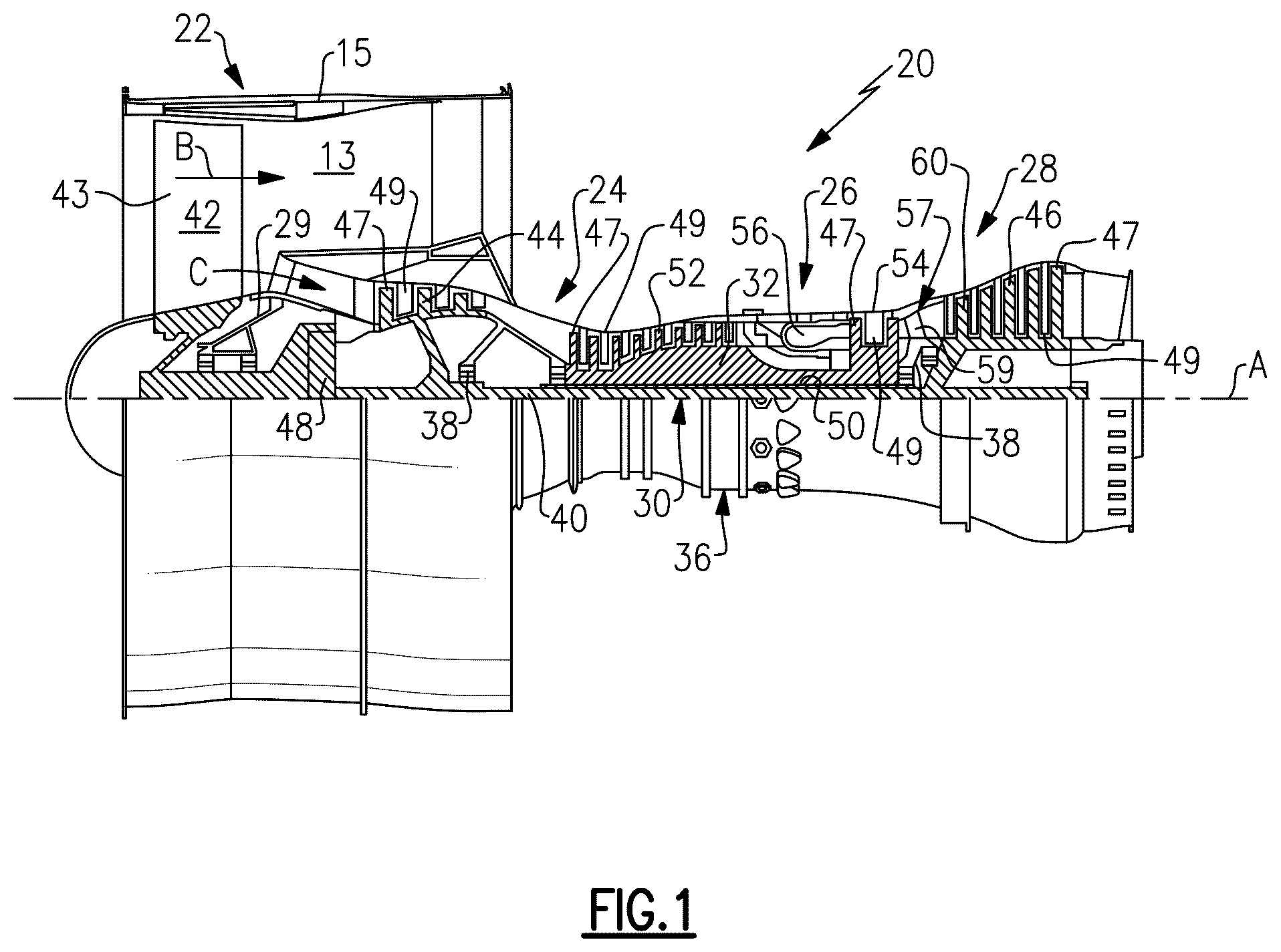Patent US12590548 Figure 1 – Under-ring oil feed for squeeze film bearing damper