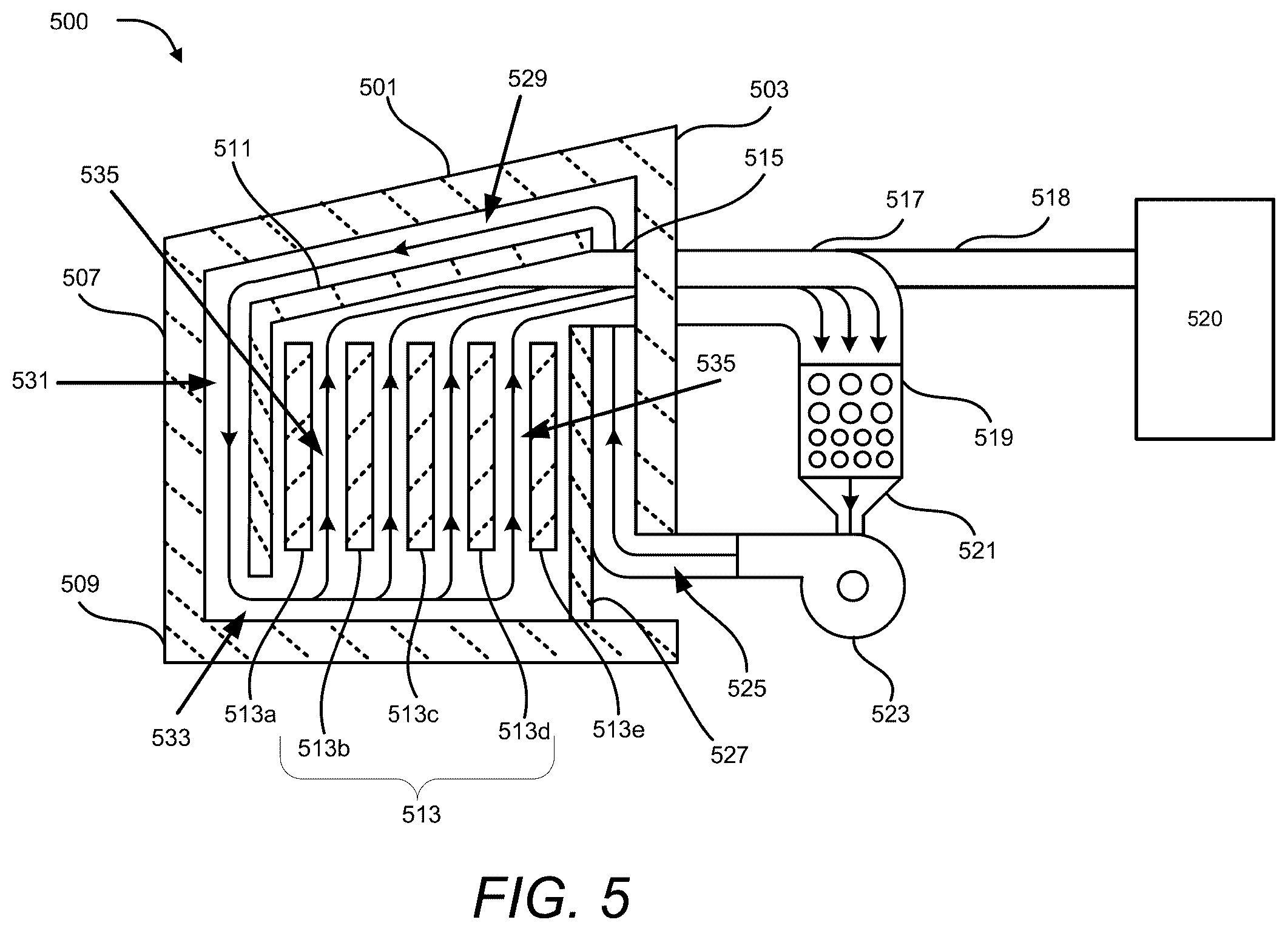 Patent US12590549 Figure 5 – Thermal energy storage system coupled with thermal power cycle systems