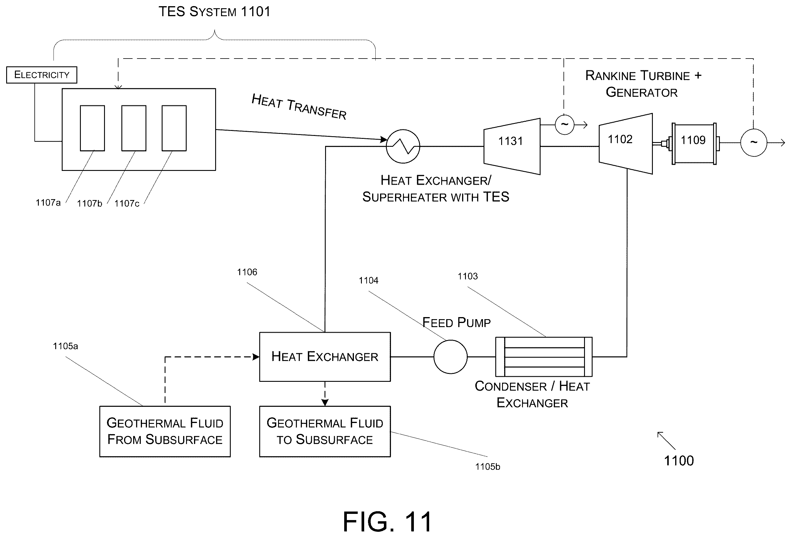 Patent US12590549 Figure 12 – Thermal energy storage system coupled with thermal power cycle systems