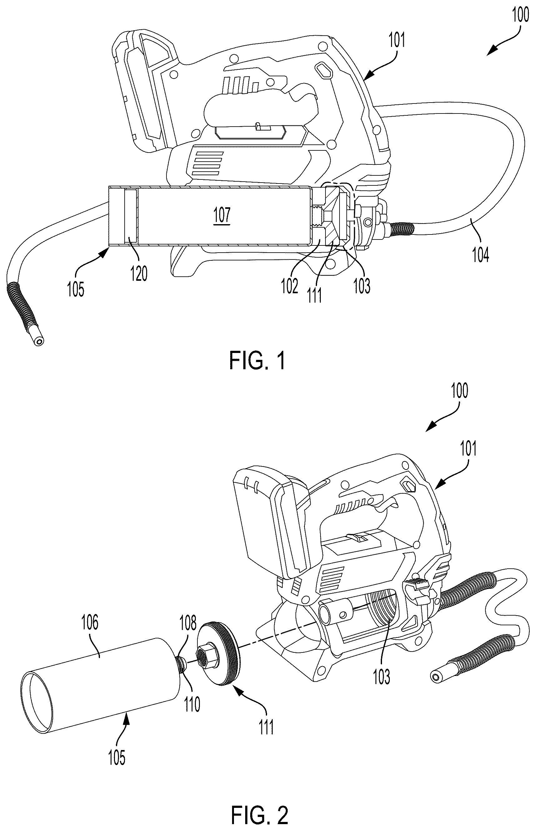 Patent US12590552 Figure 1 – Grease dispensing system