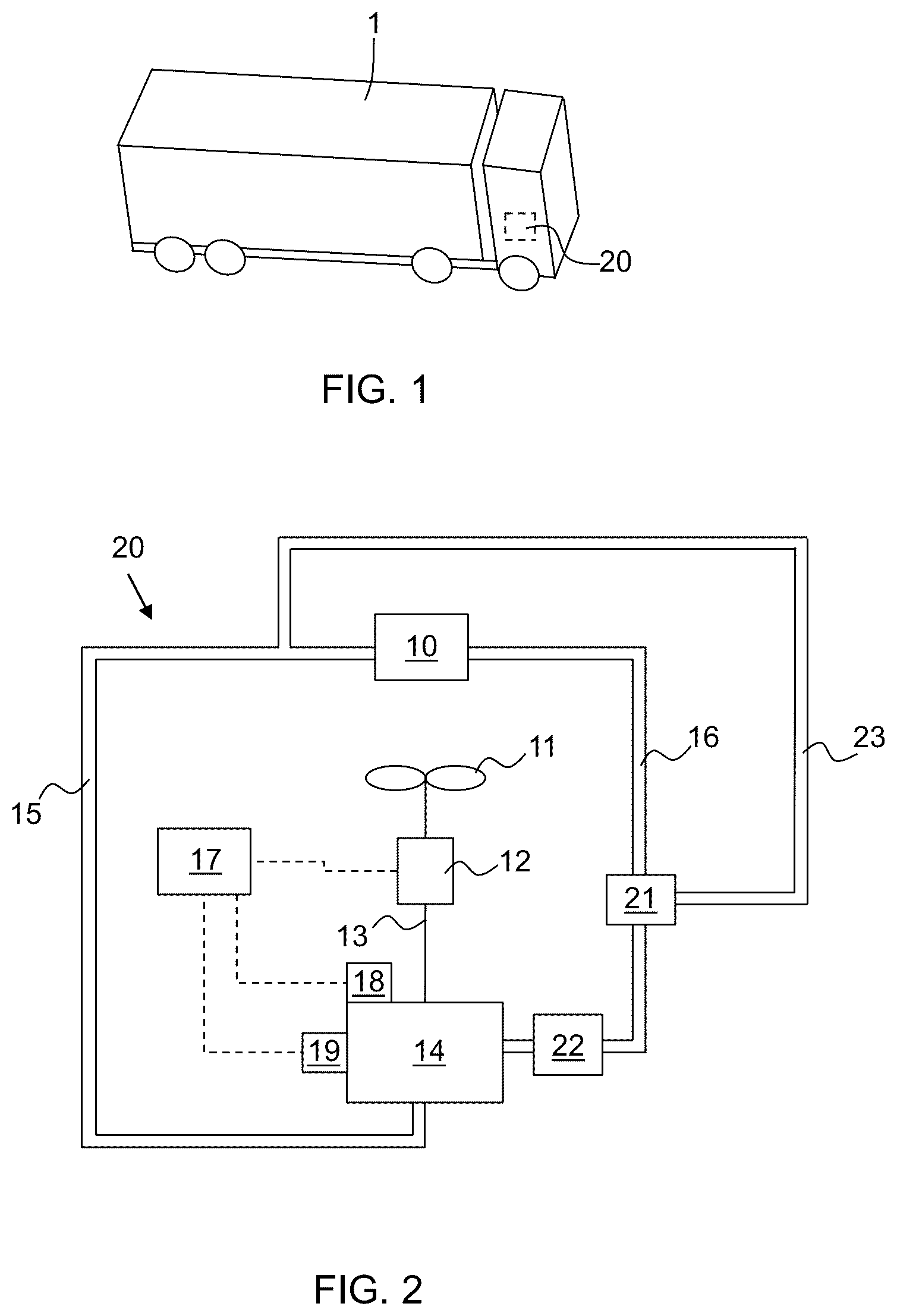 Patent US12590555 Figure 1 – Method and control arrangement for controlling operation of a fan in a cooling system of a vehicle