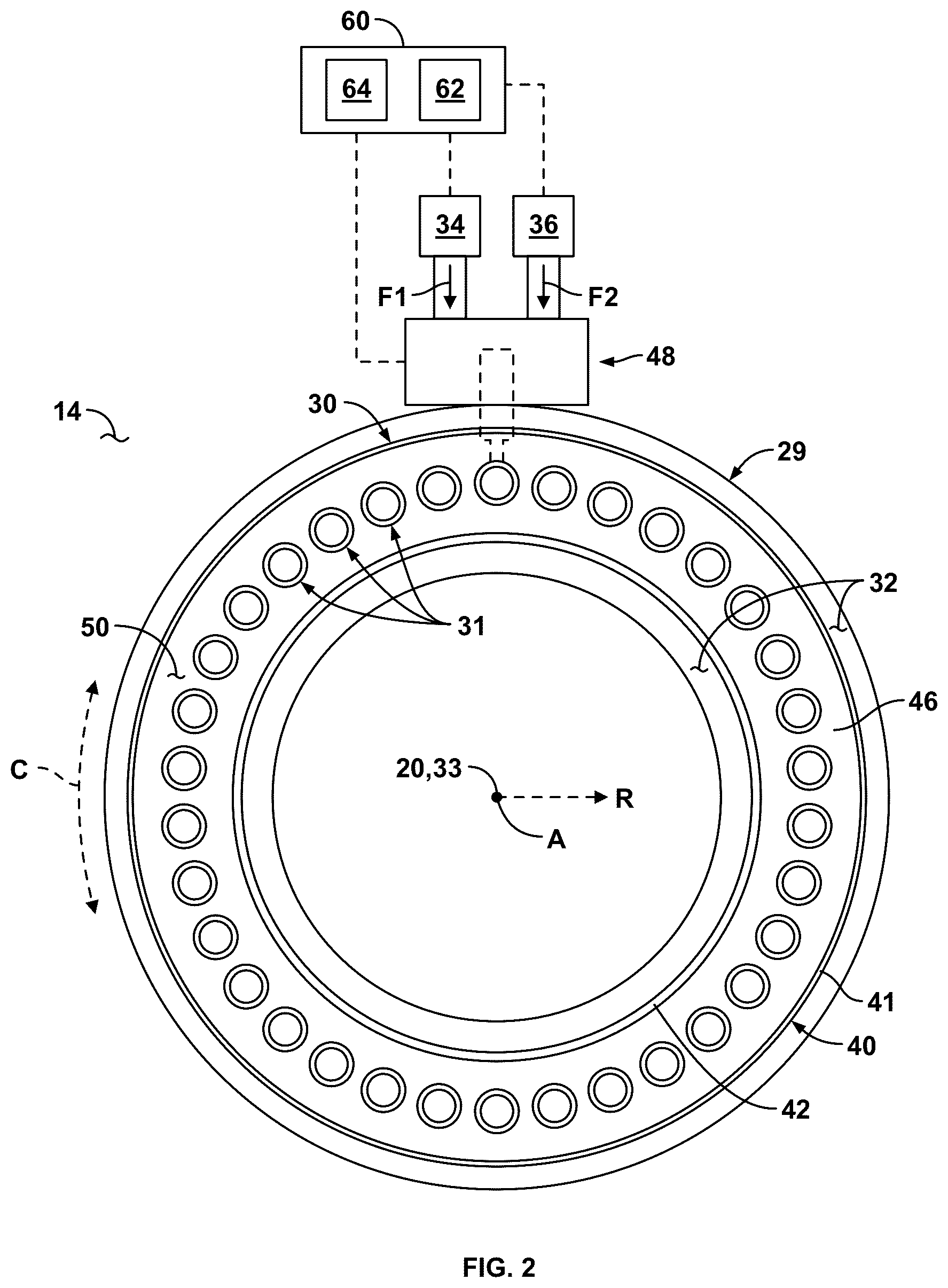 Patent US12590556 Figure 2 – Gas turbine engine, fuel nozzle assembly, and method