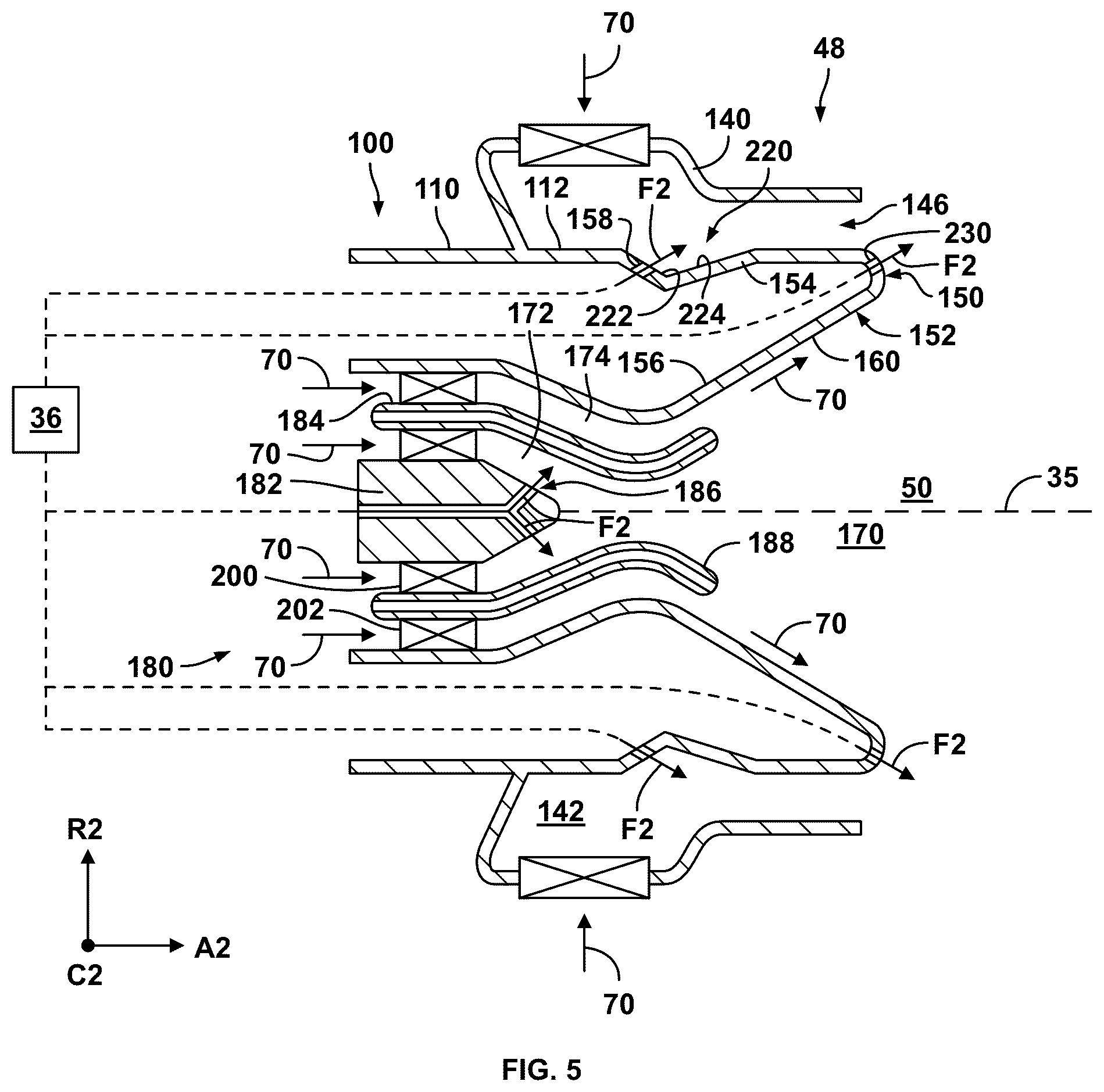 Patent US12590556 Figure 5 – Gas turbine engine, fuel nozzle assembly, and method