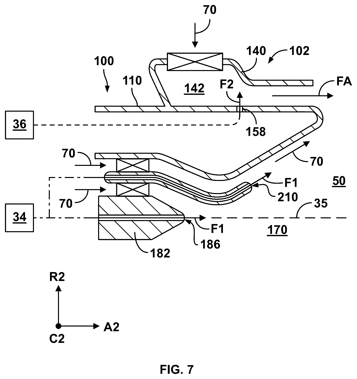 Patent US12590556 Figure 7 – Gas turbine engine, fuel nozzle assembly, and method
