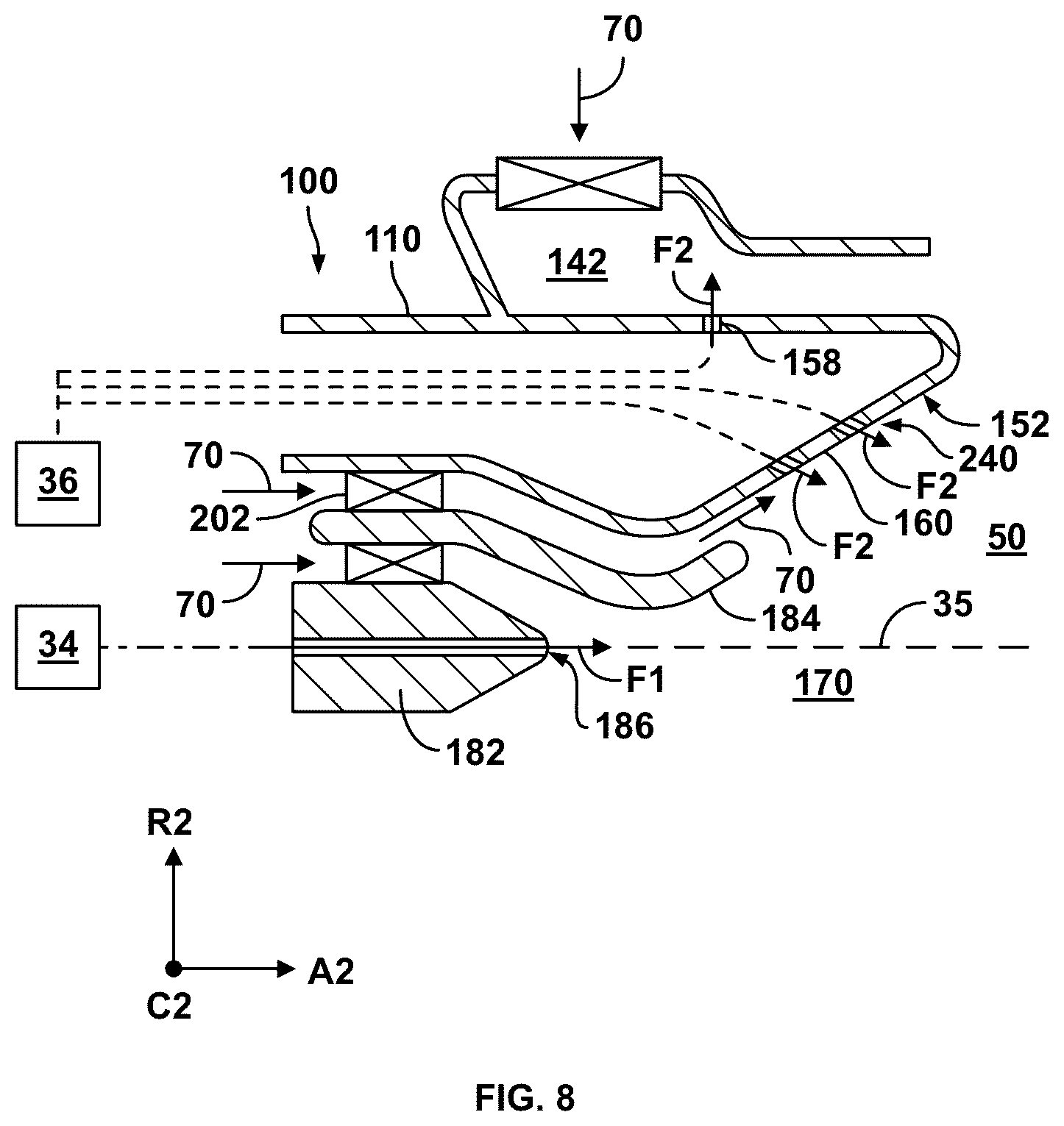 Patent US12590556 Figure 8 – Gas turbine engine, fuel nozzle assembly, and method