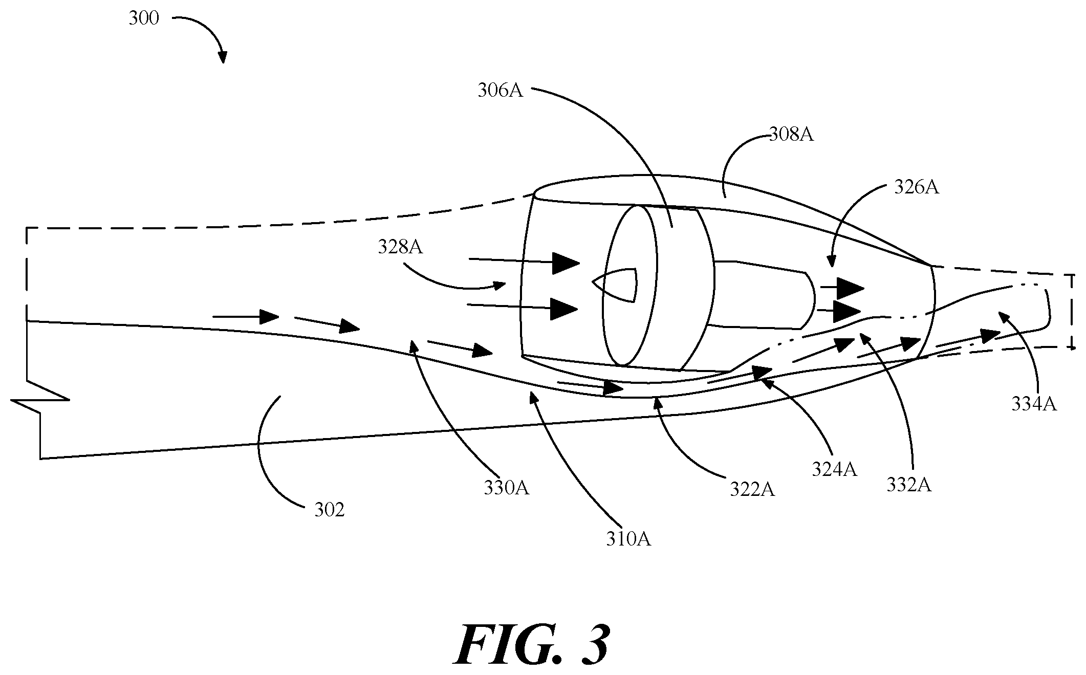 Patent US12590558 Figure 3 – Drag recovery scheme using boundary layer ingestion
