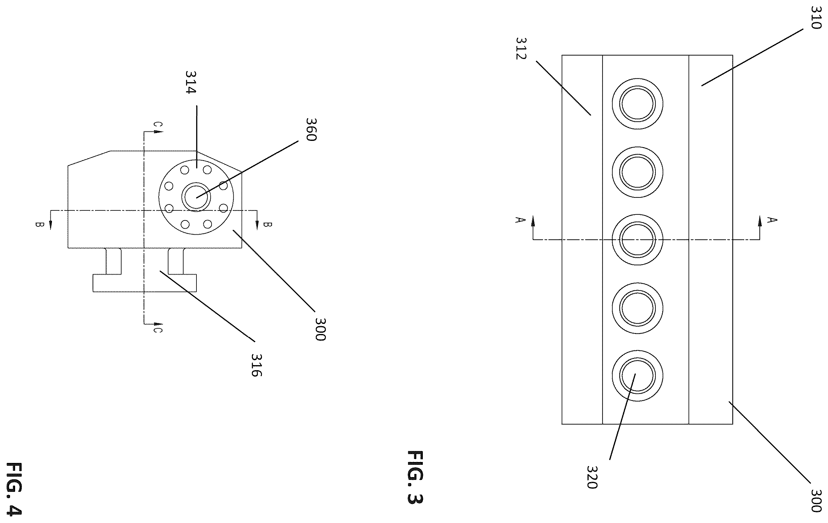 Patent US12590578 Figure 3 – Fluid end with transition surface geometry