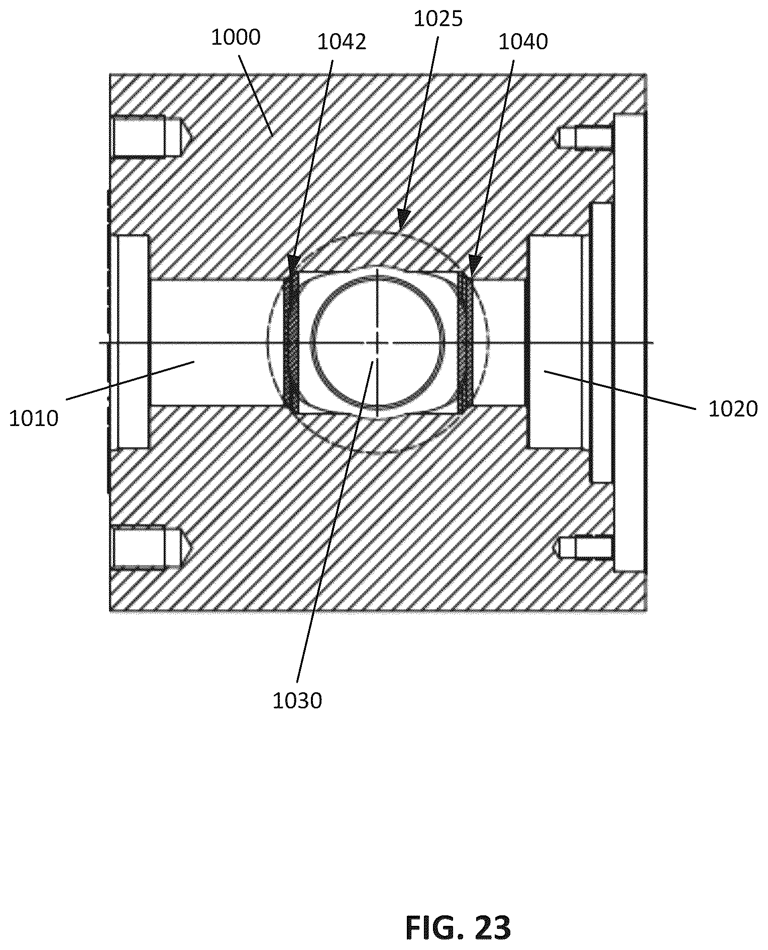 Patent US12590578 Figure 16 – Fluid end with transition surface geometry