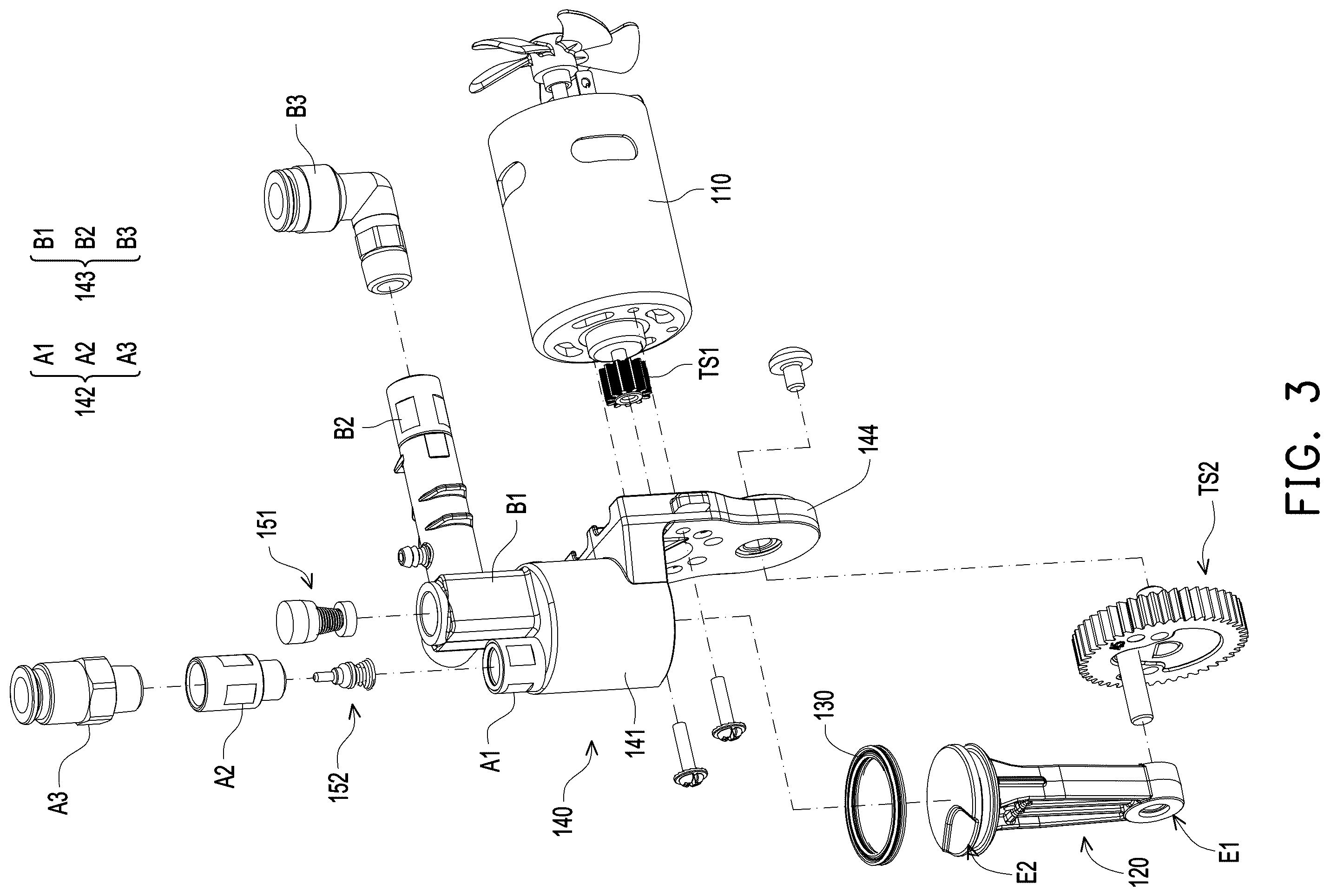 Patent US12590579 Figure 3 – Portable blowing and suction air compressor