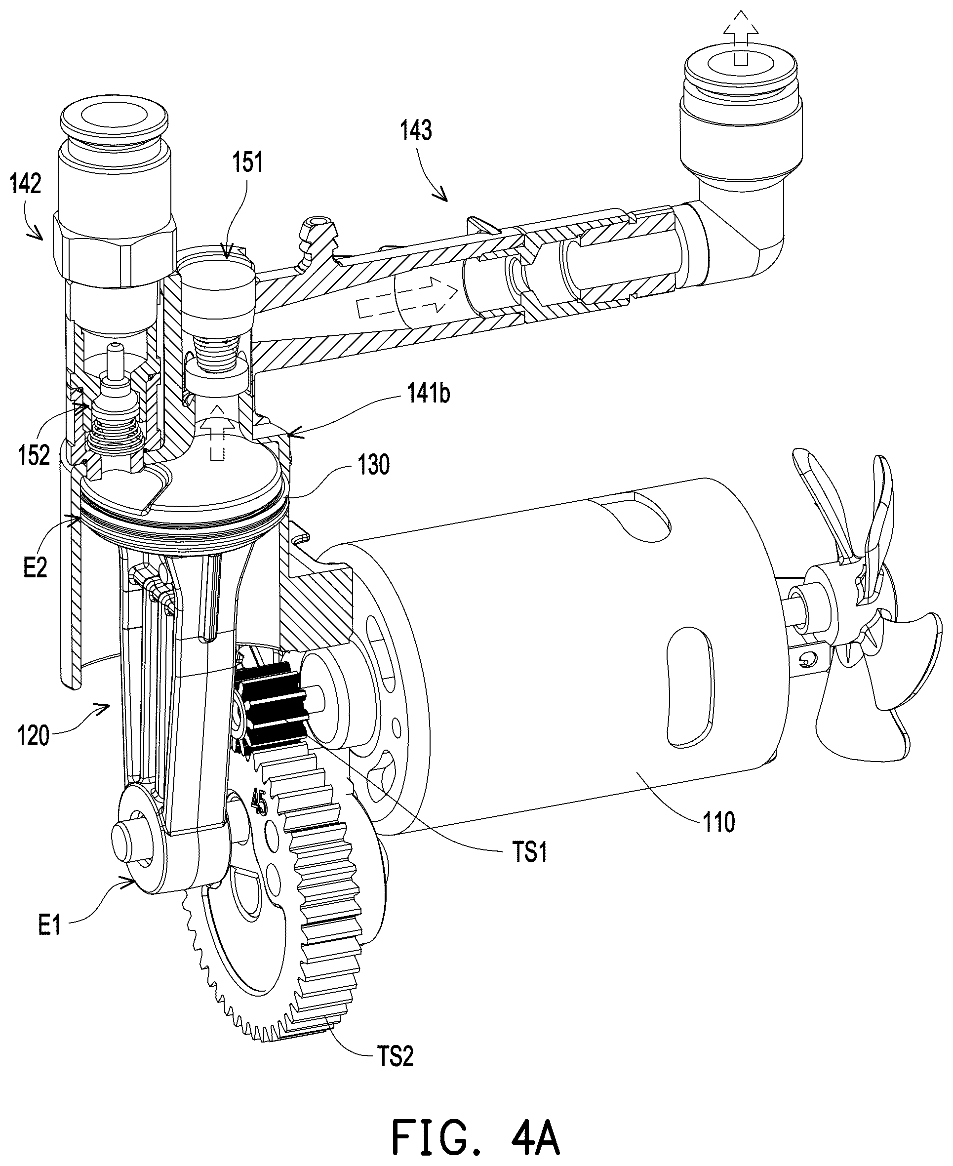 Patent US12590579 Figure 4 – Portable blowing and suction air compressor