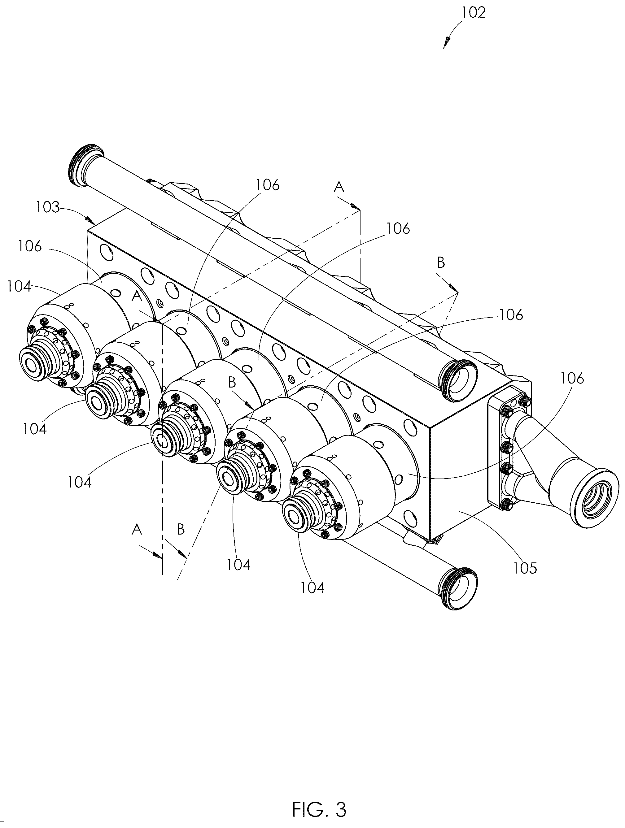 Patent US12590581 Figure 3 – Fluid end with threaded dynamic section