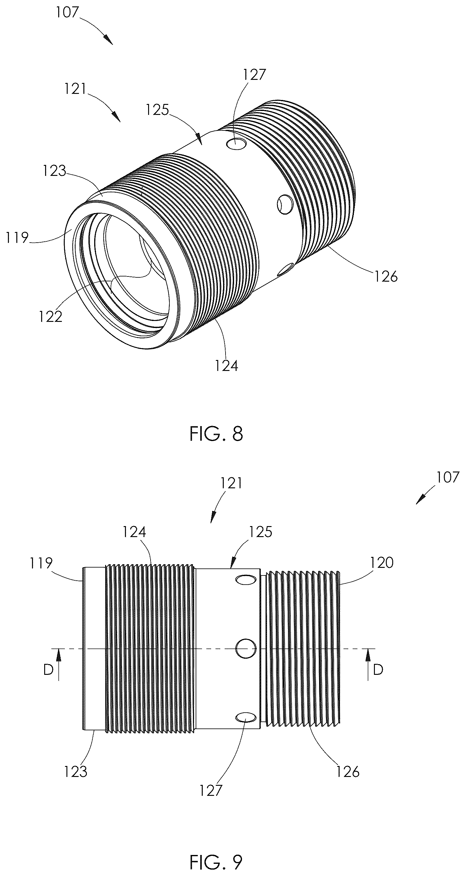 Patent US12590581 Figure 8 – Fluid end with threaded dynamic section