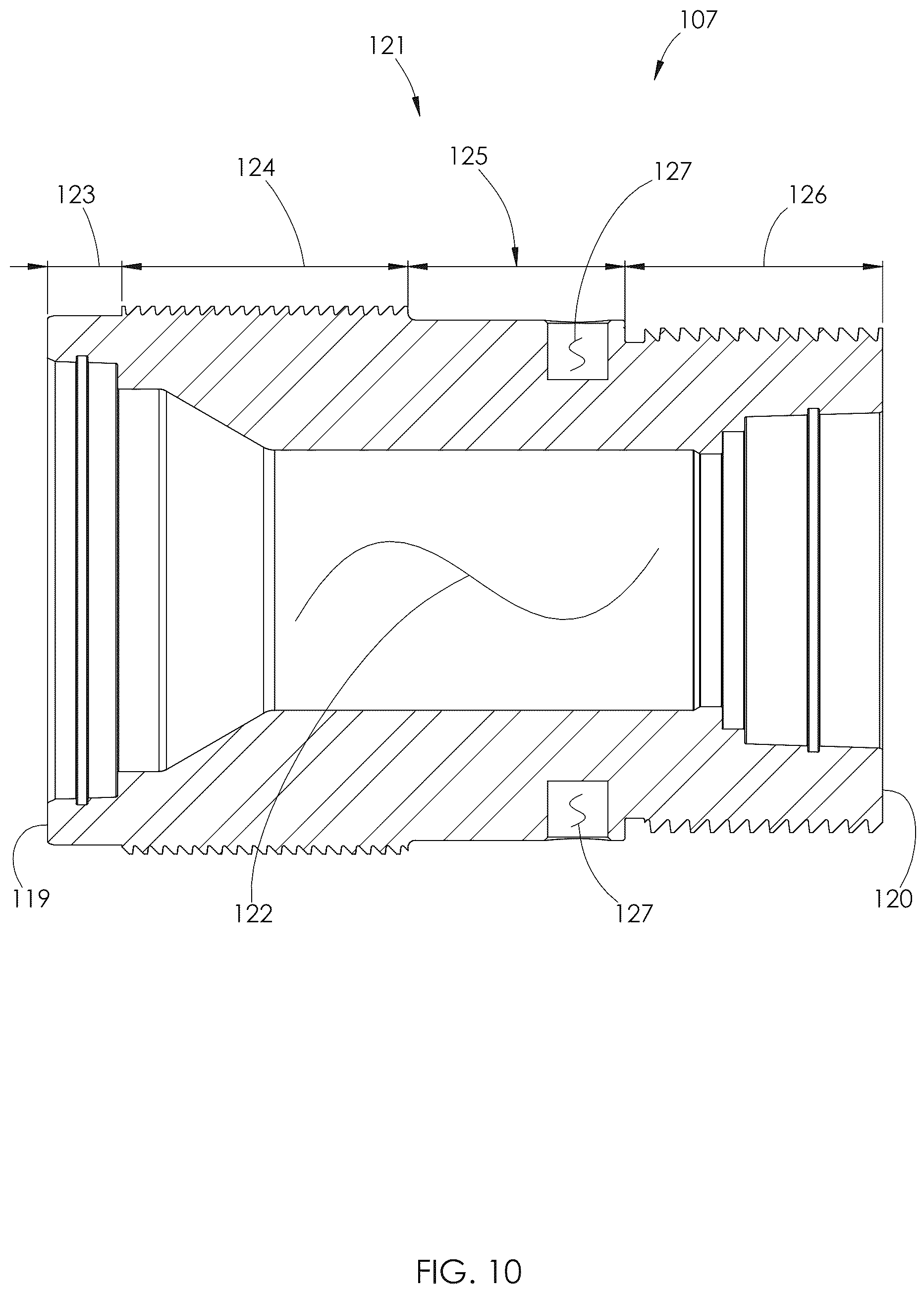 Patent US12590581 Figure 9 – Fluid end with threaded dynamic section