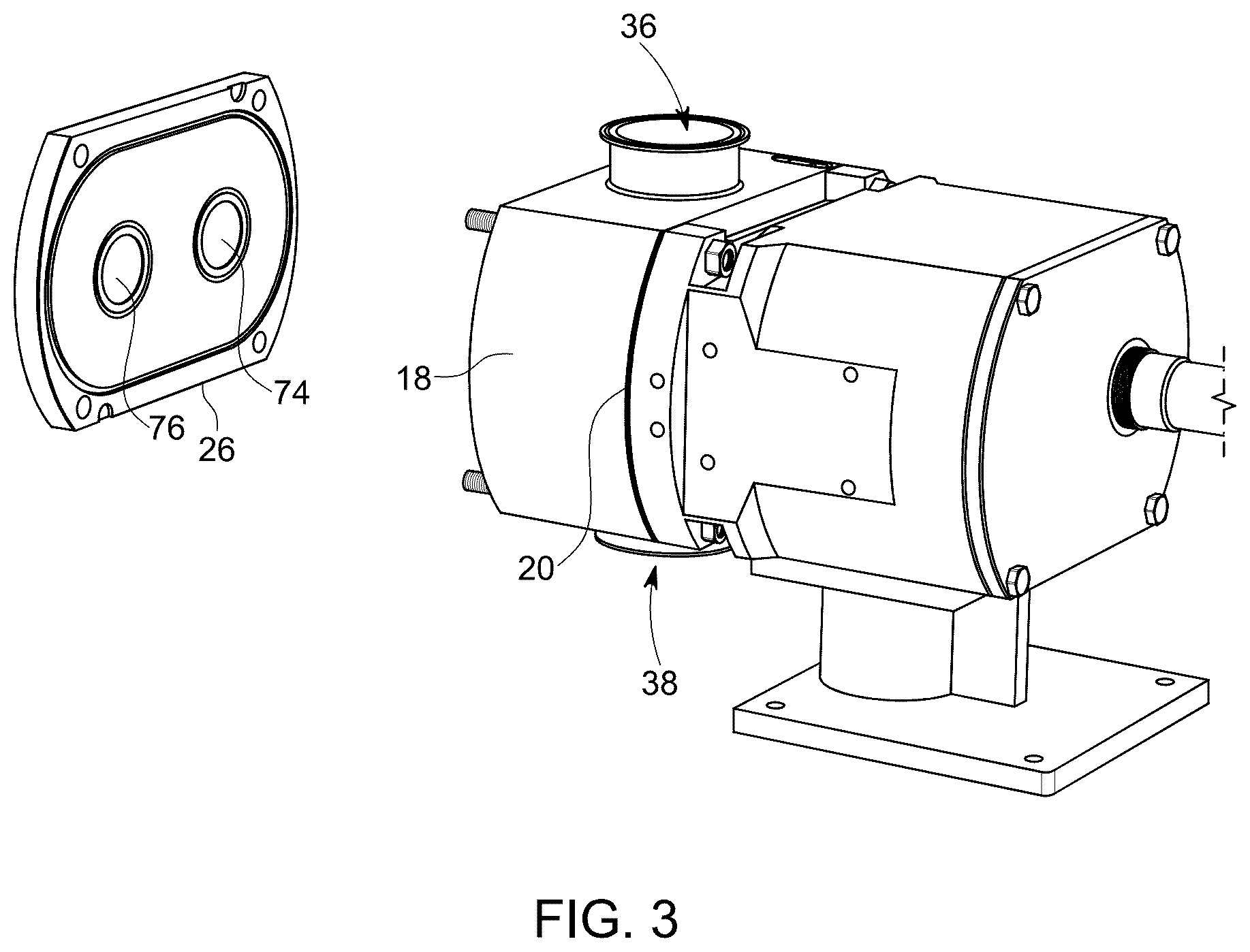 Patent US12590582 Figure 3 – Rotary pump with rotor bearing cap