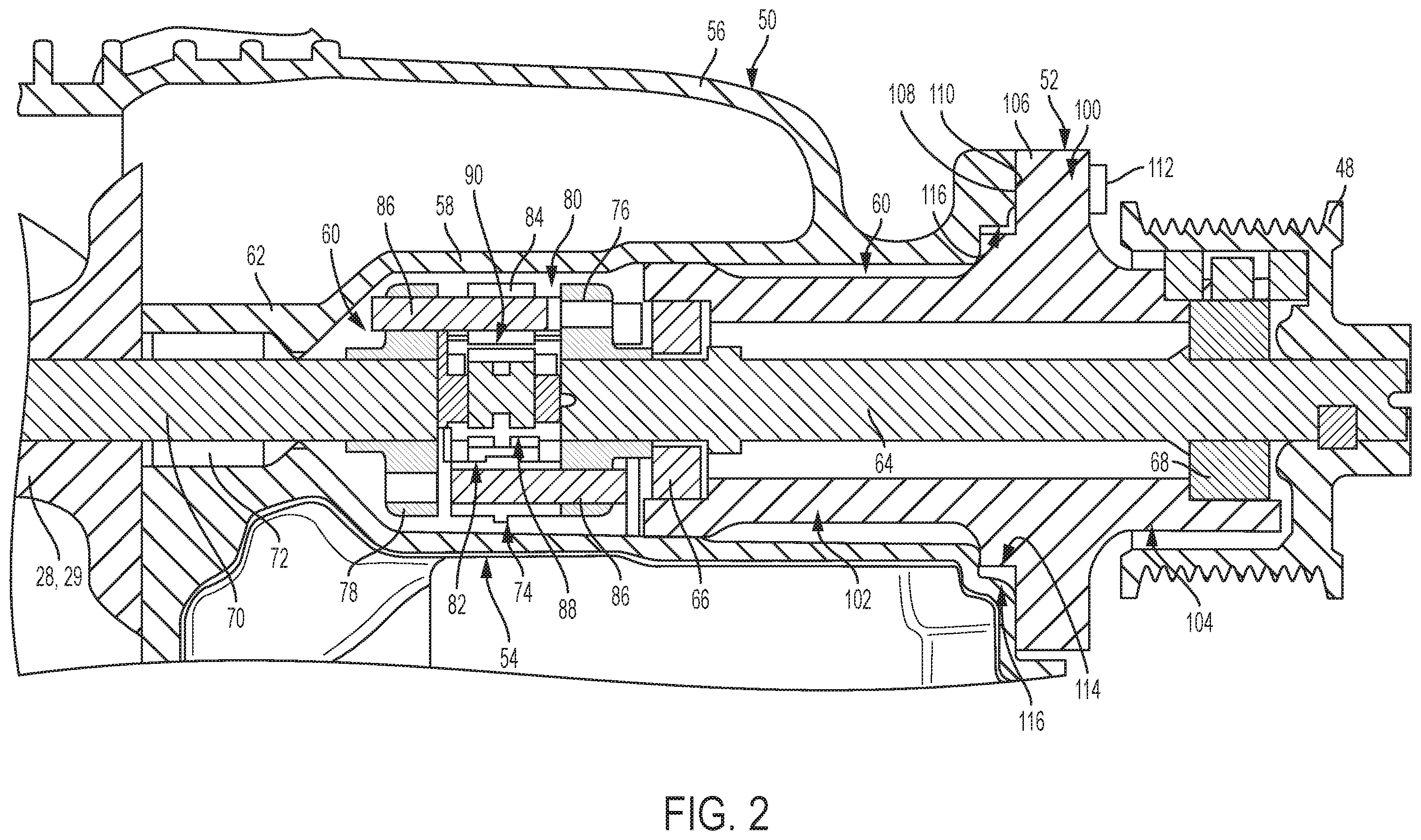 Patent US12590585 Figure 2 – Cartridge style front cover and coupling cavity sleeve for automotive supercharger