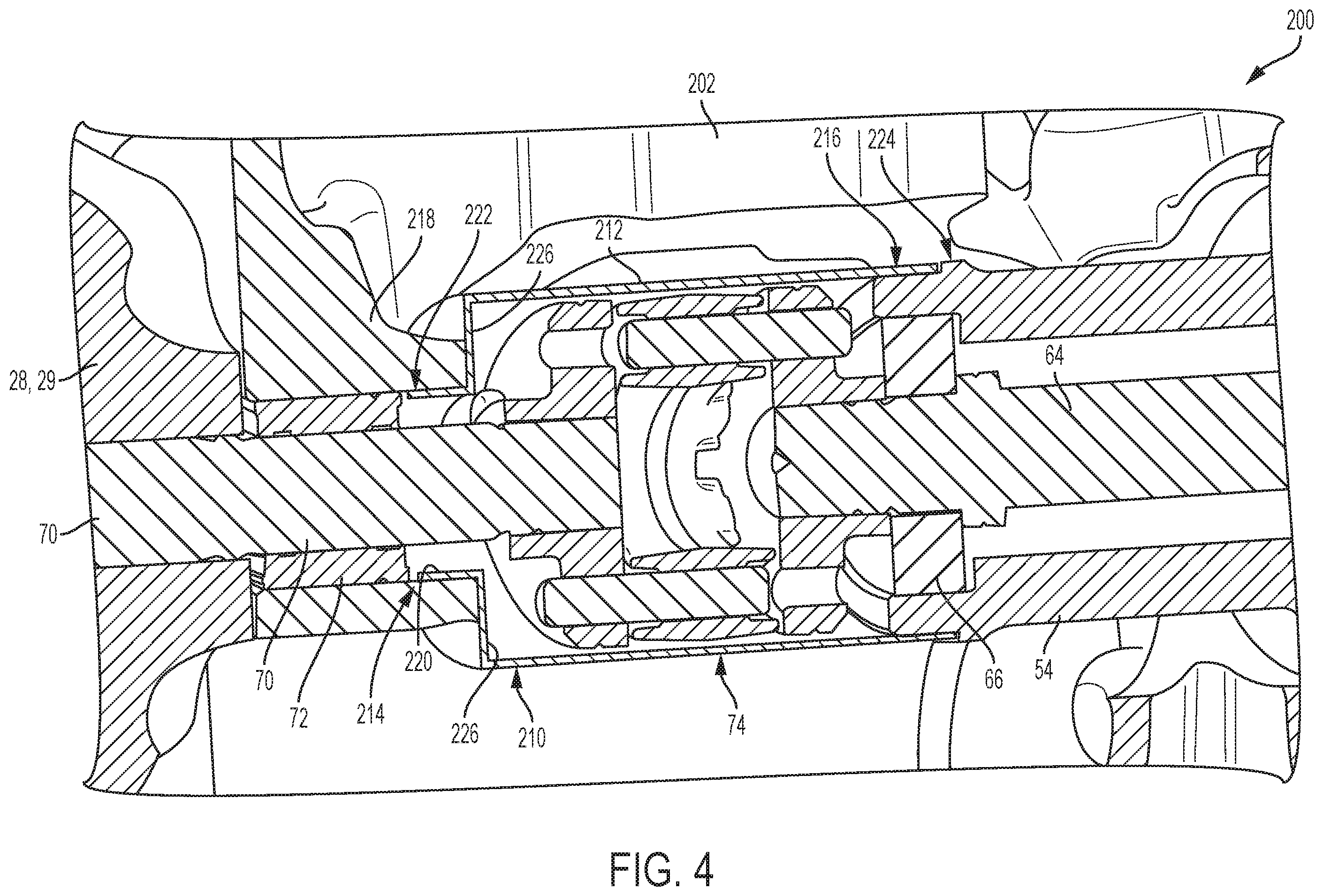 Patent US12590585 Figure 4 – Cartridge style front cover and coupling cavity sleeve for automotive supercharger