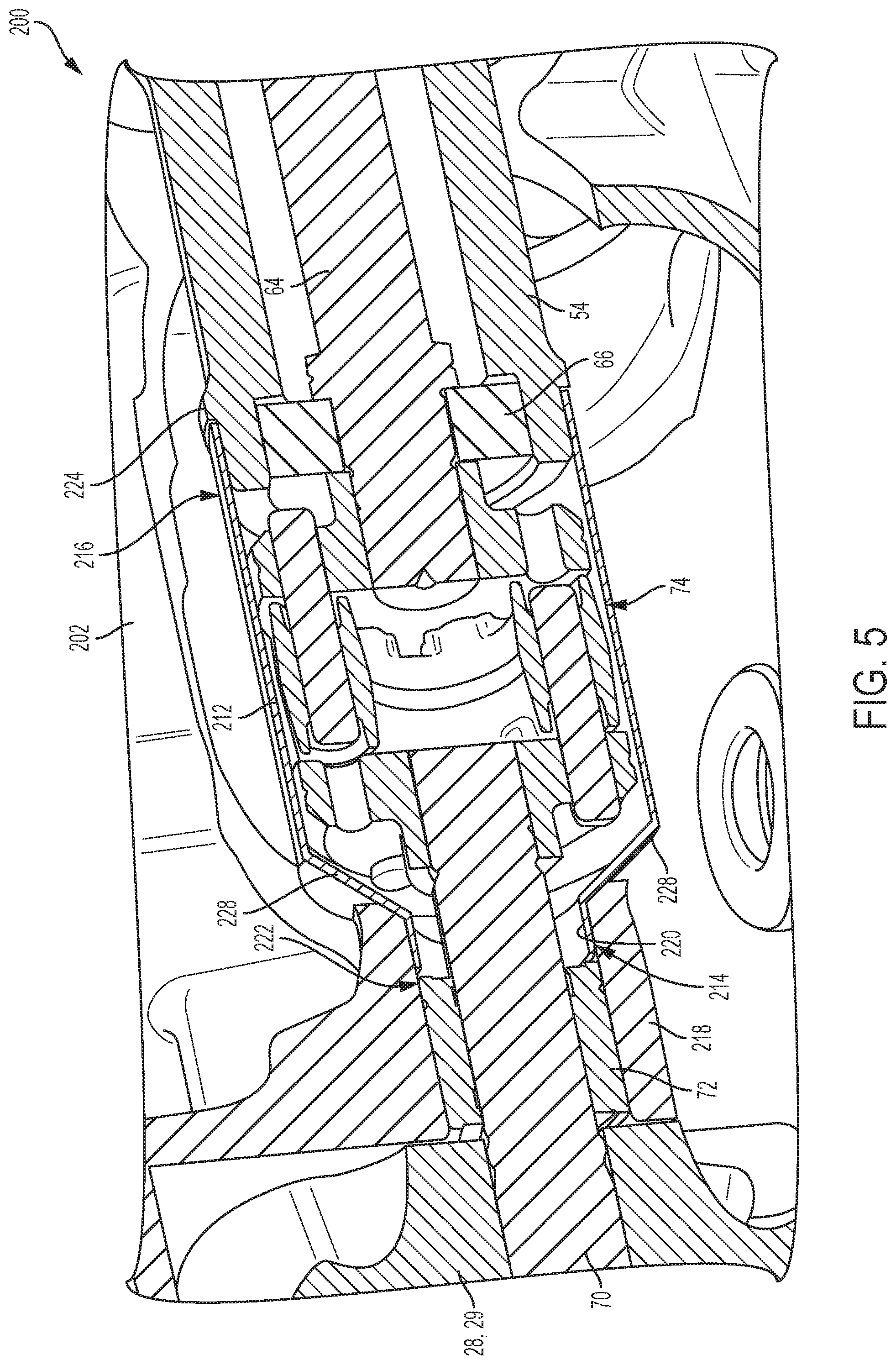 Patent US12590585 Figure 5 – Cartridge style front cover and coupling cavity sleeve for automotive supercharger