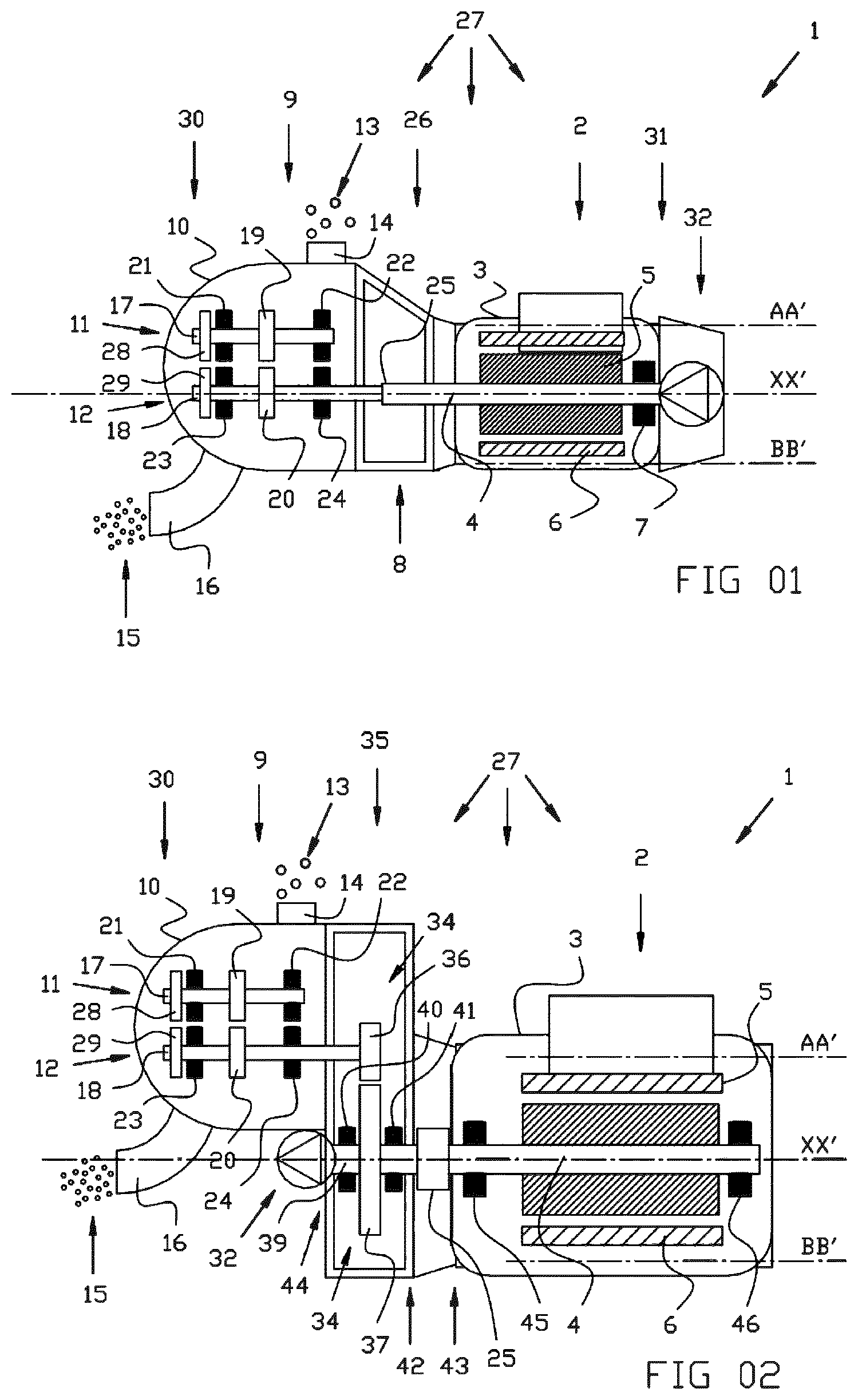 Patent US12590586 Figure 1 – Compressor assembly comprising a motor driving one or more compressor rotors and method for fabricating a housing part of such a compressor assembly