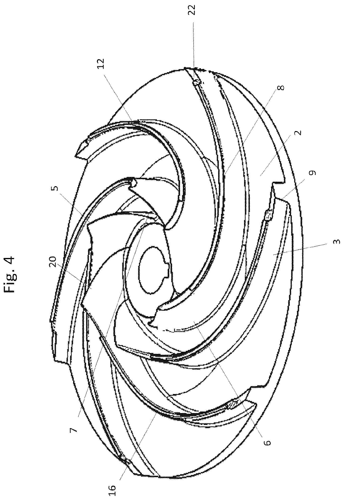 Patent US12590588 Figure 4 – Impeller having a toothing in the cover plate