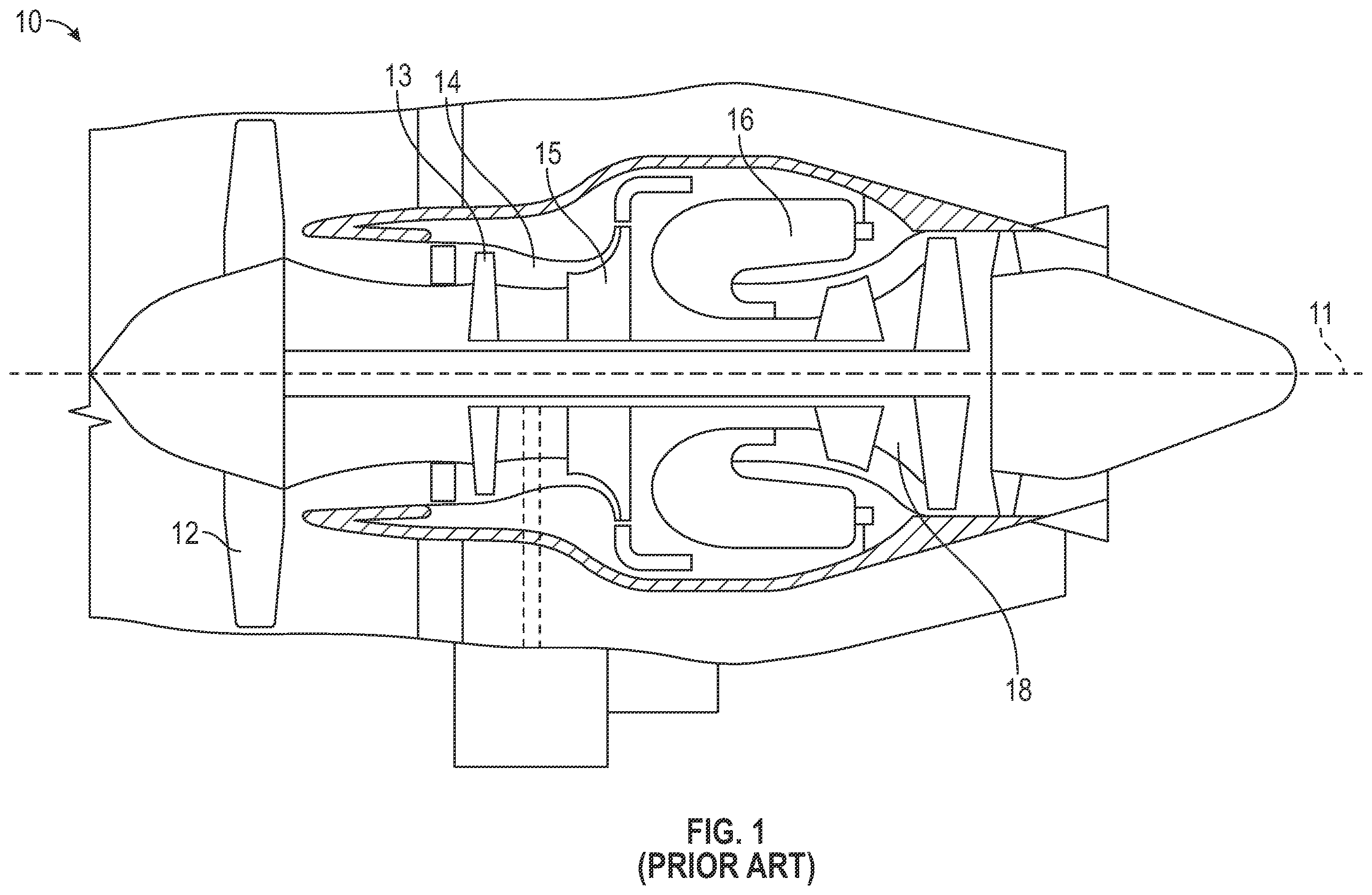 Patent US12590590 — Aircraft engine impeller with exducer shroud forward sweep — Figure 1