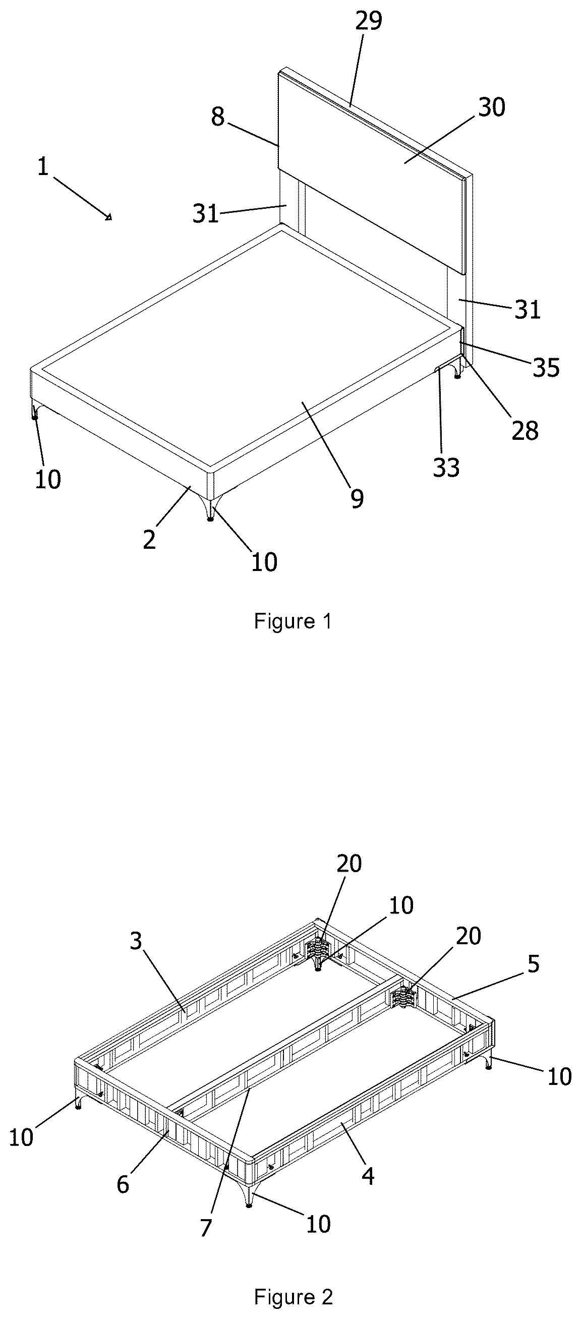 Patent US12590601 Figure 1 – Mattress support assembly