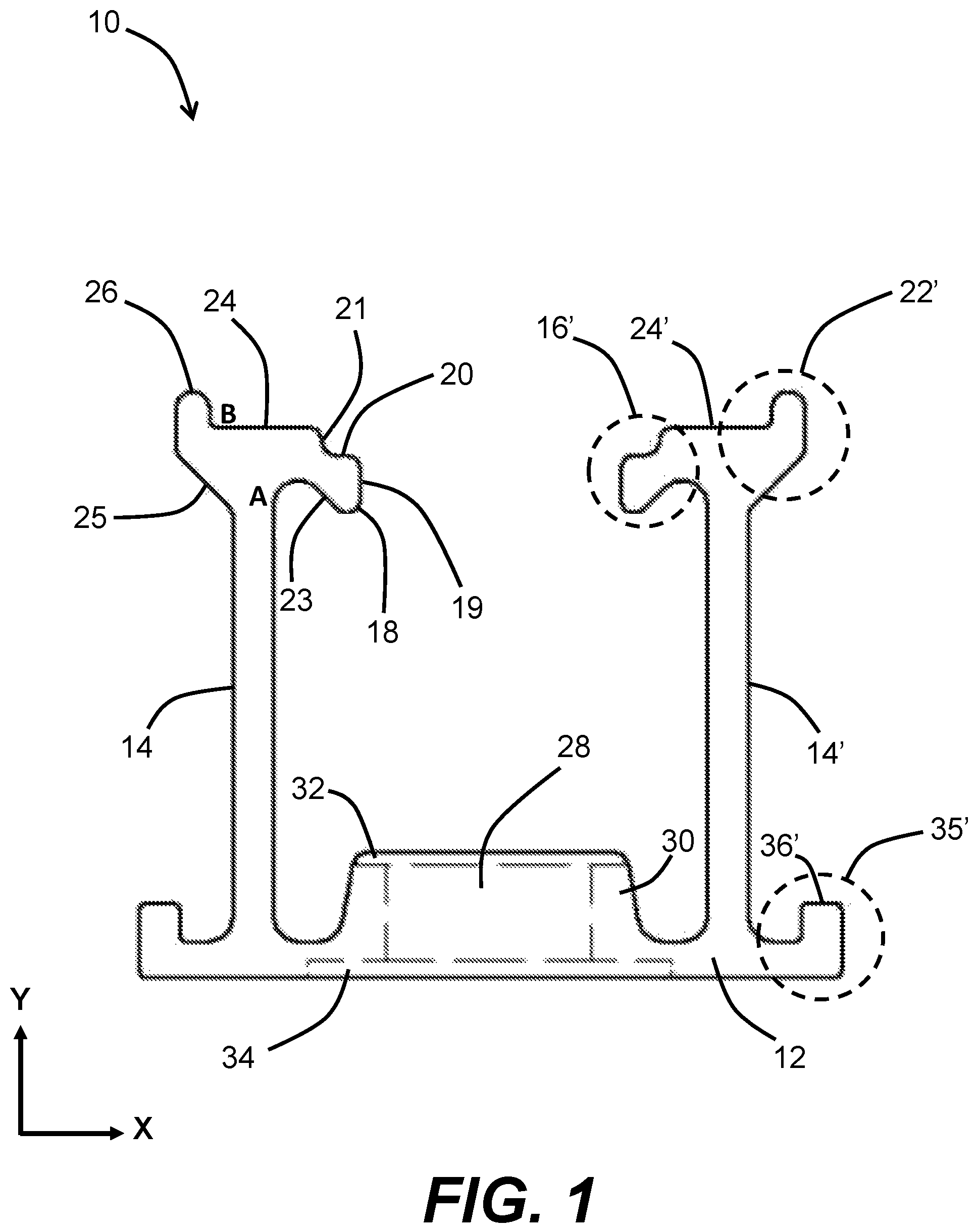 Patent US12590602 Figure 1 – Trim attachment assembly for mounting solar panel equipment