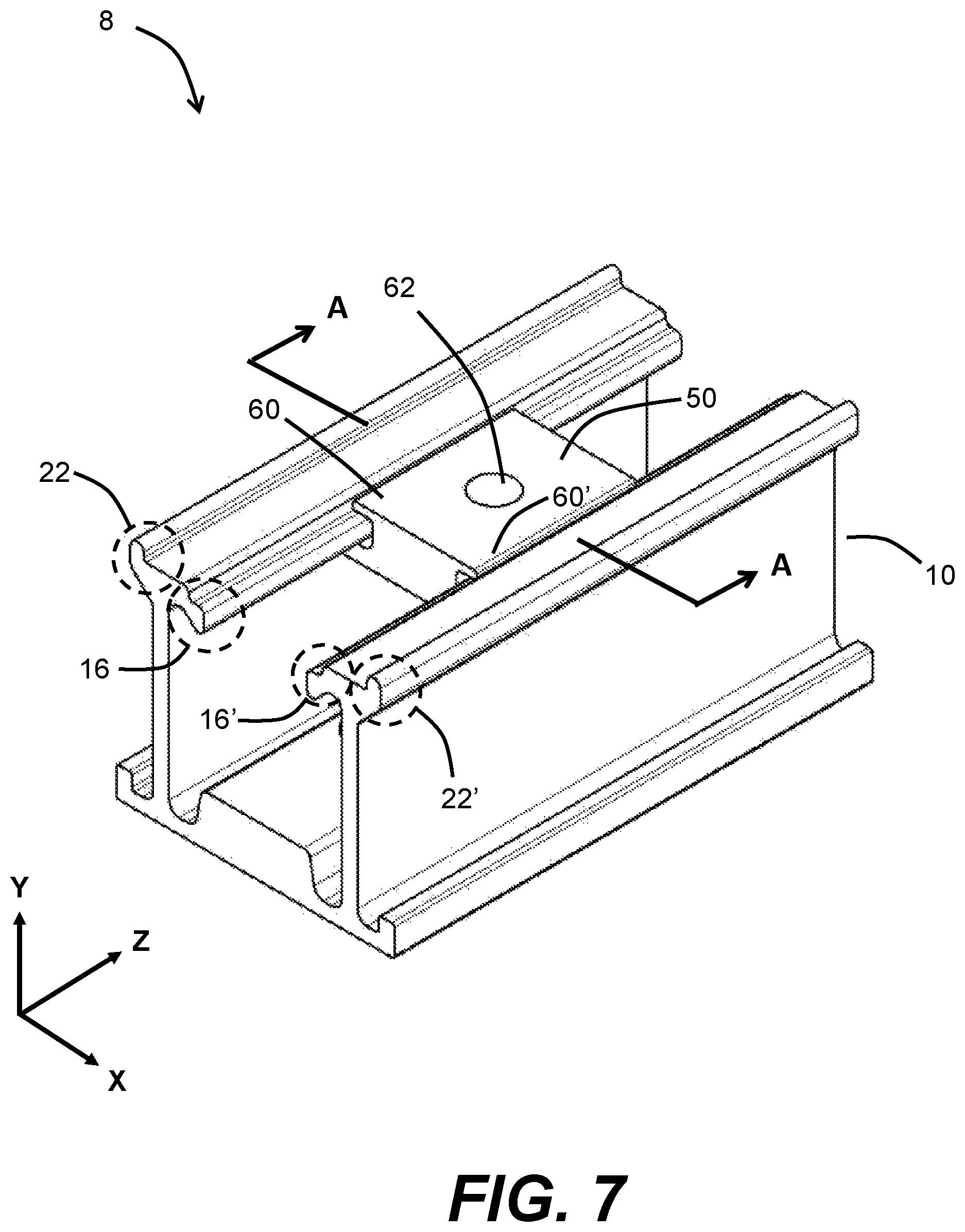 Patent US12590602 Figure 8 – Trim attachment assembly for mounting solar panel equipment