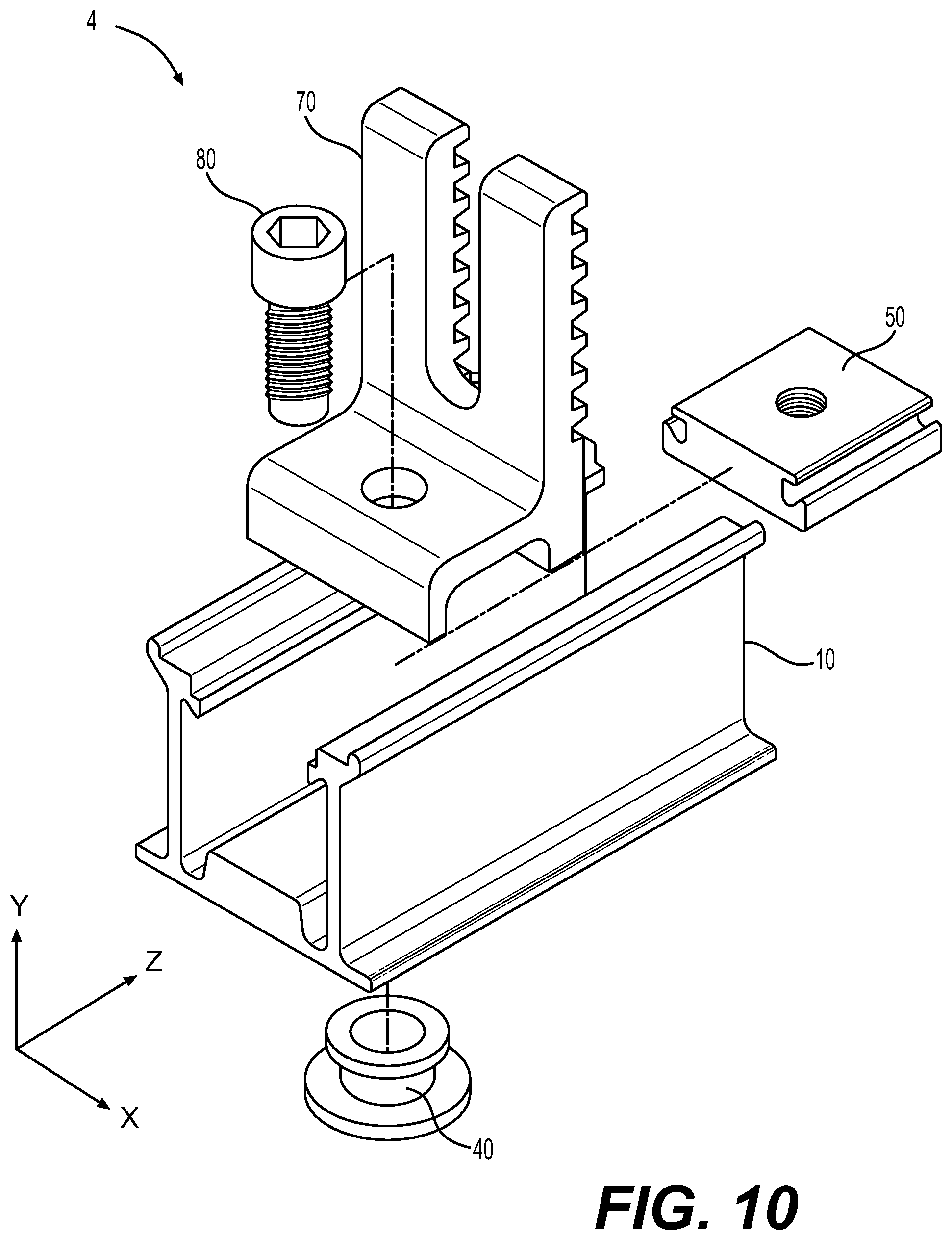 Patent US12590602 Figure 11 – Trim attachment assembly for mounting solar panel equipment