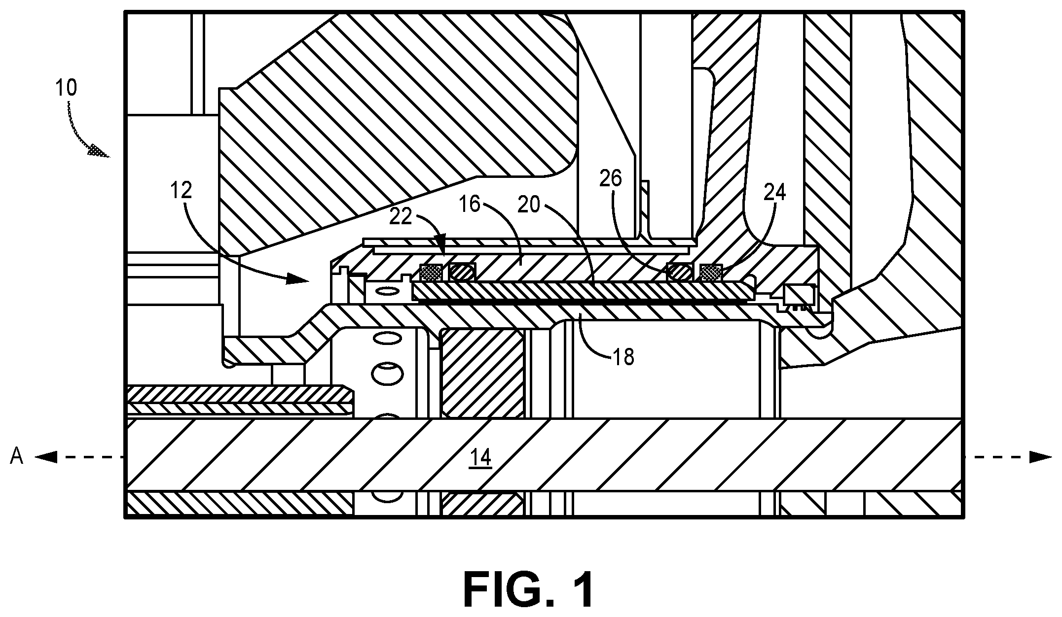 Patent US12590603 Figure 1 – Journal bearing hybrid dampening for increased temperature range