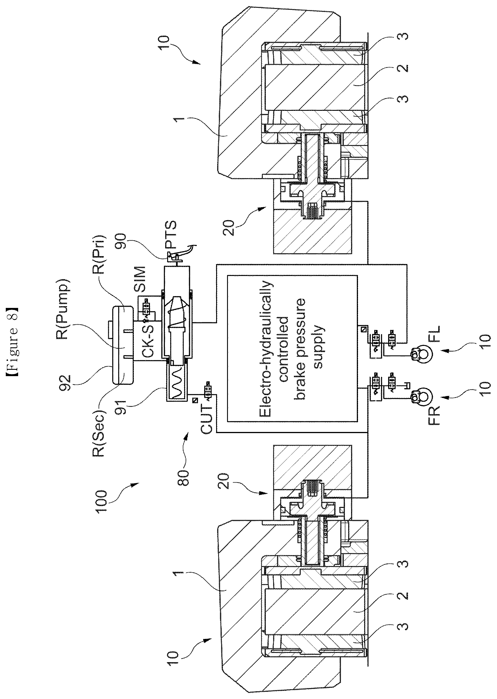 Patent US12590611 Figure 8 – System for providing a brake force