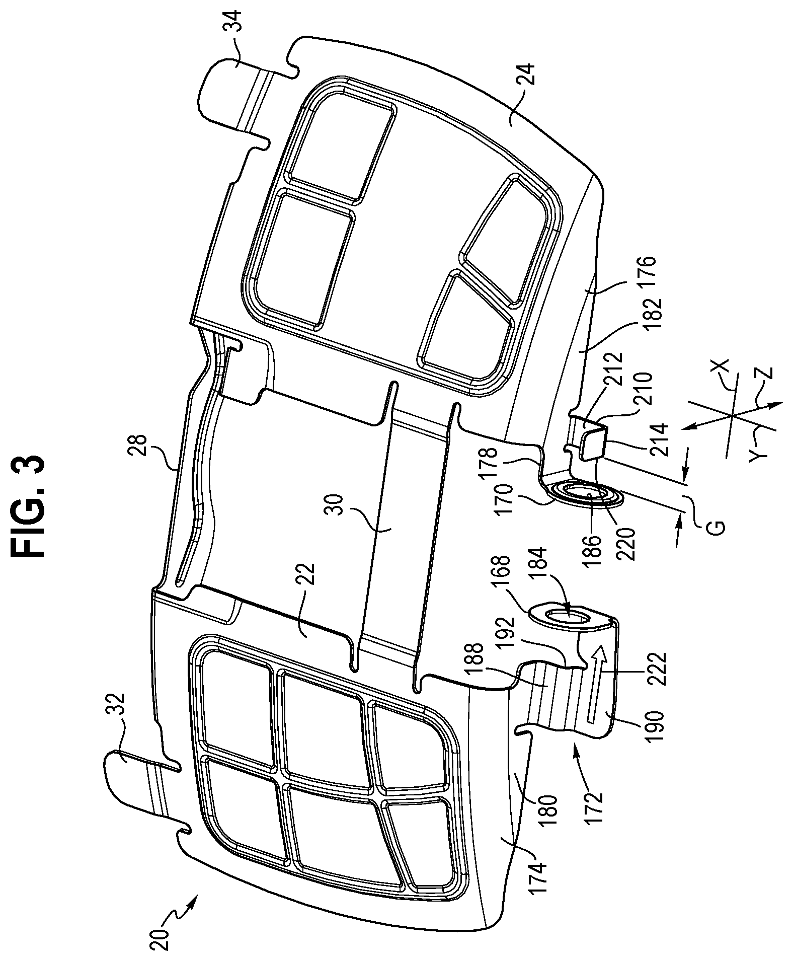 Patent US12590613 Figure 4 – Pad shield for disc brake system and methods for the use and assembly thereof