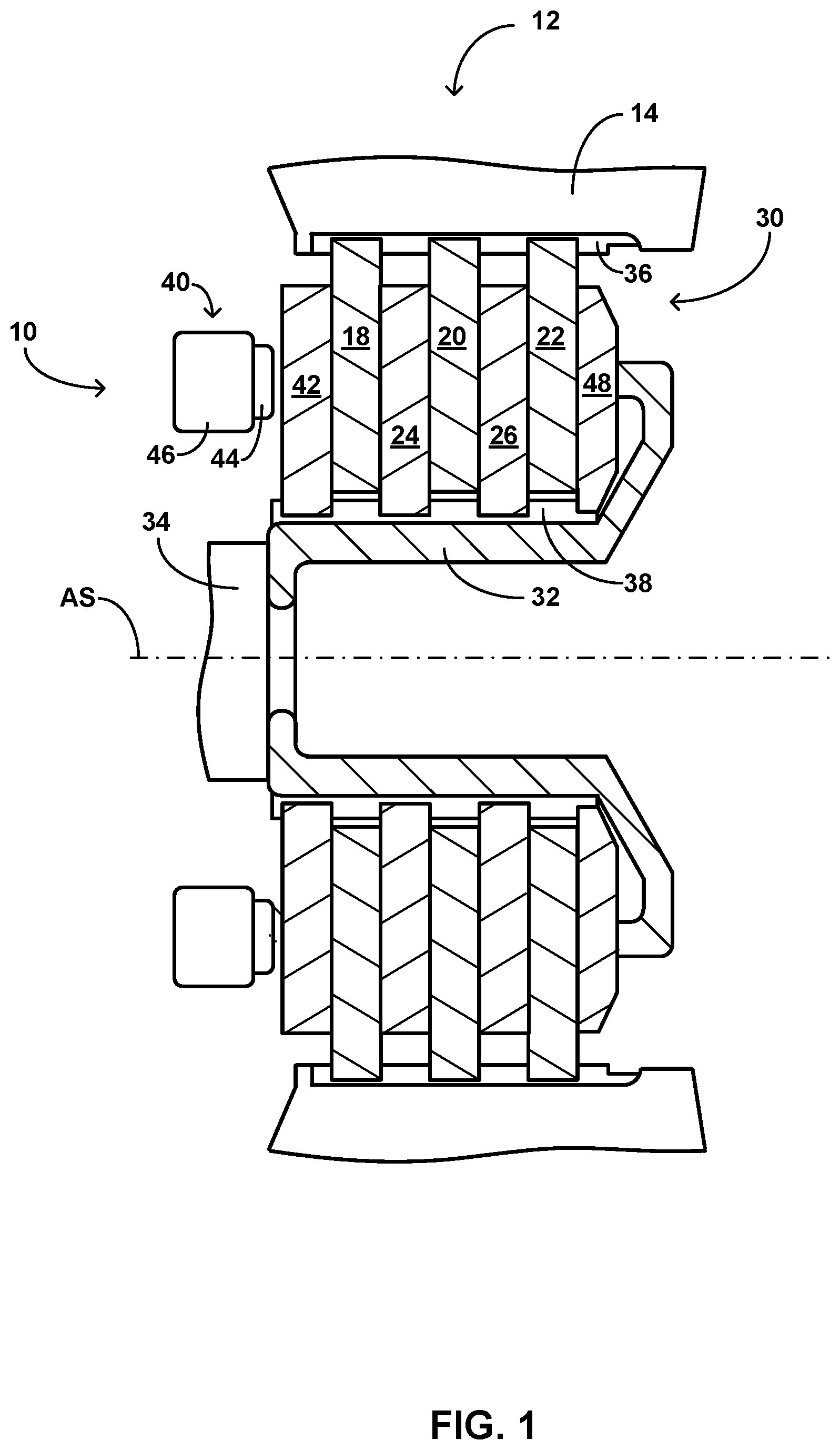 Patent US12590615 Figure 1 – Brake disc system