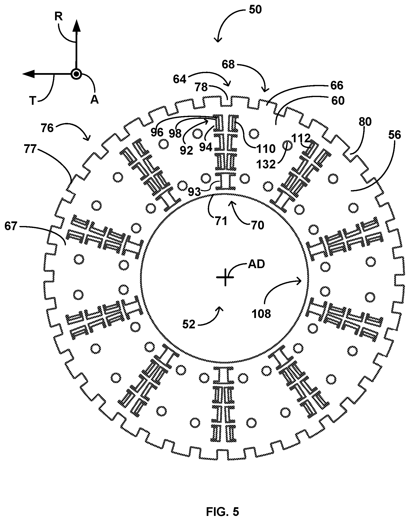 Patent US12590615 Figure 5 – Brake disc system