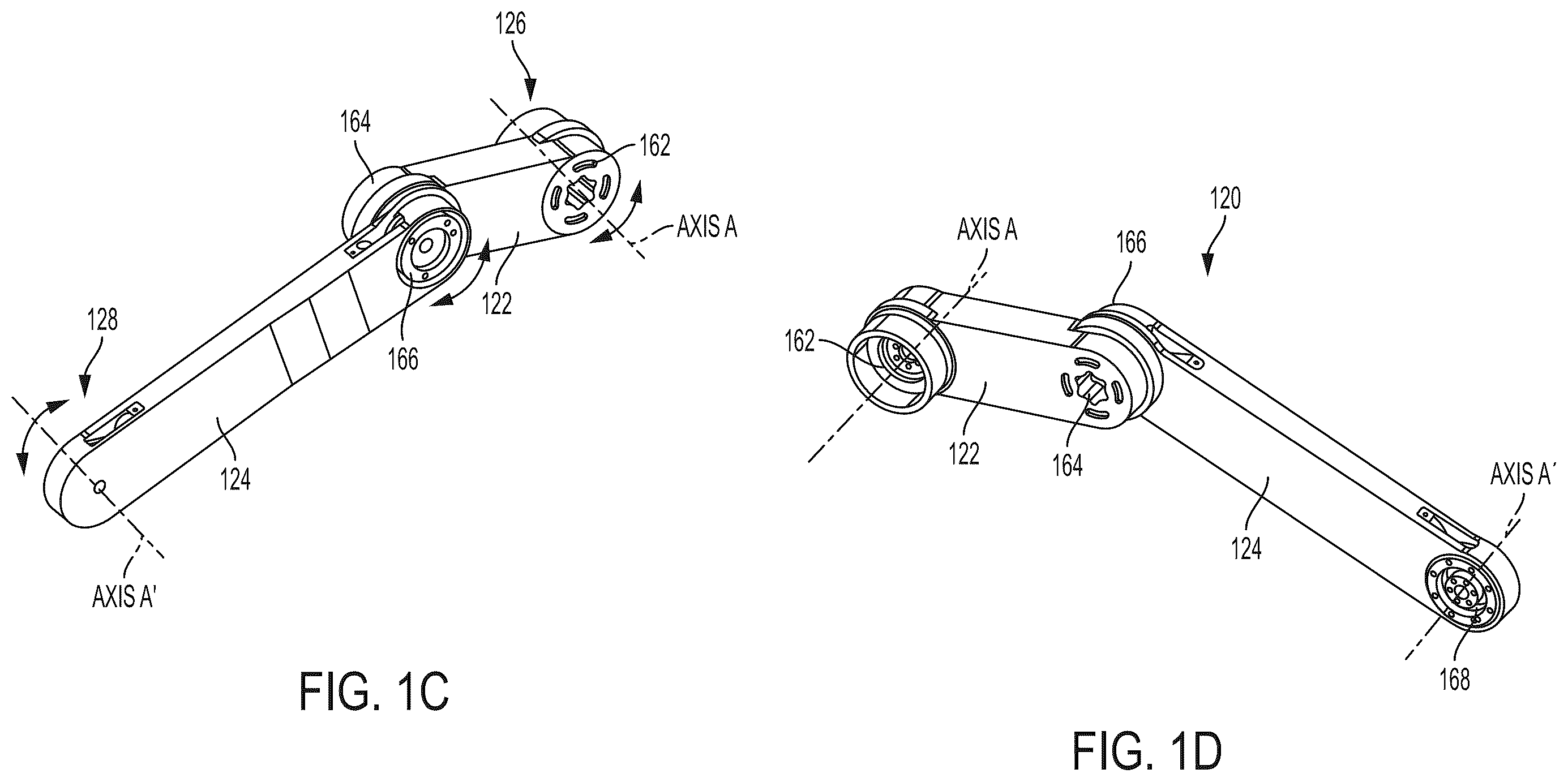 Patent US12590621 Figure 2 – Belt termination and tensioning in a pulley arrangement for a robotic arm