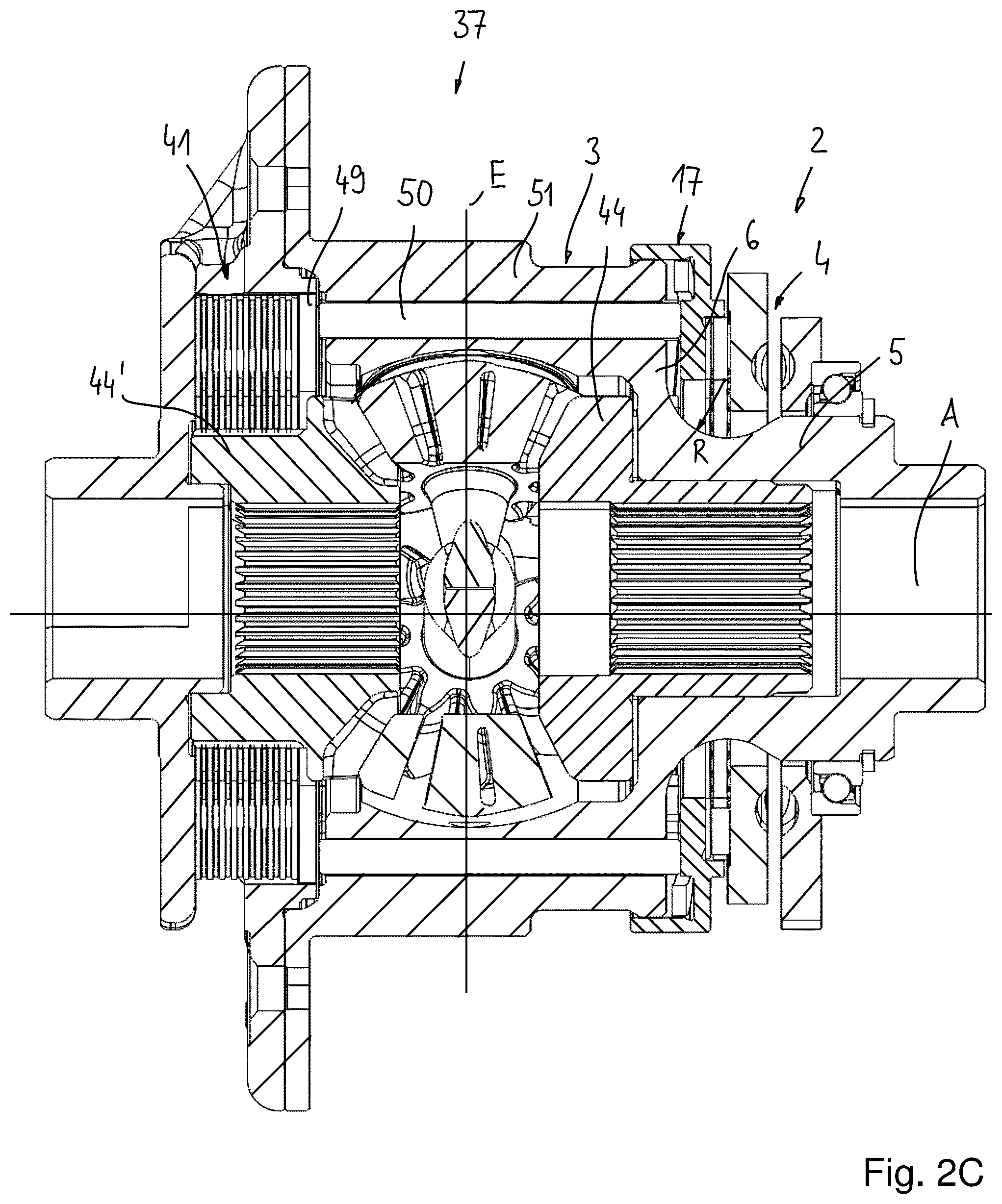 Patent US12590627 Figure 4 – Differential assembly and actuator assembly for friction disk clutch