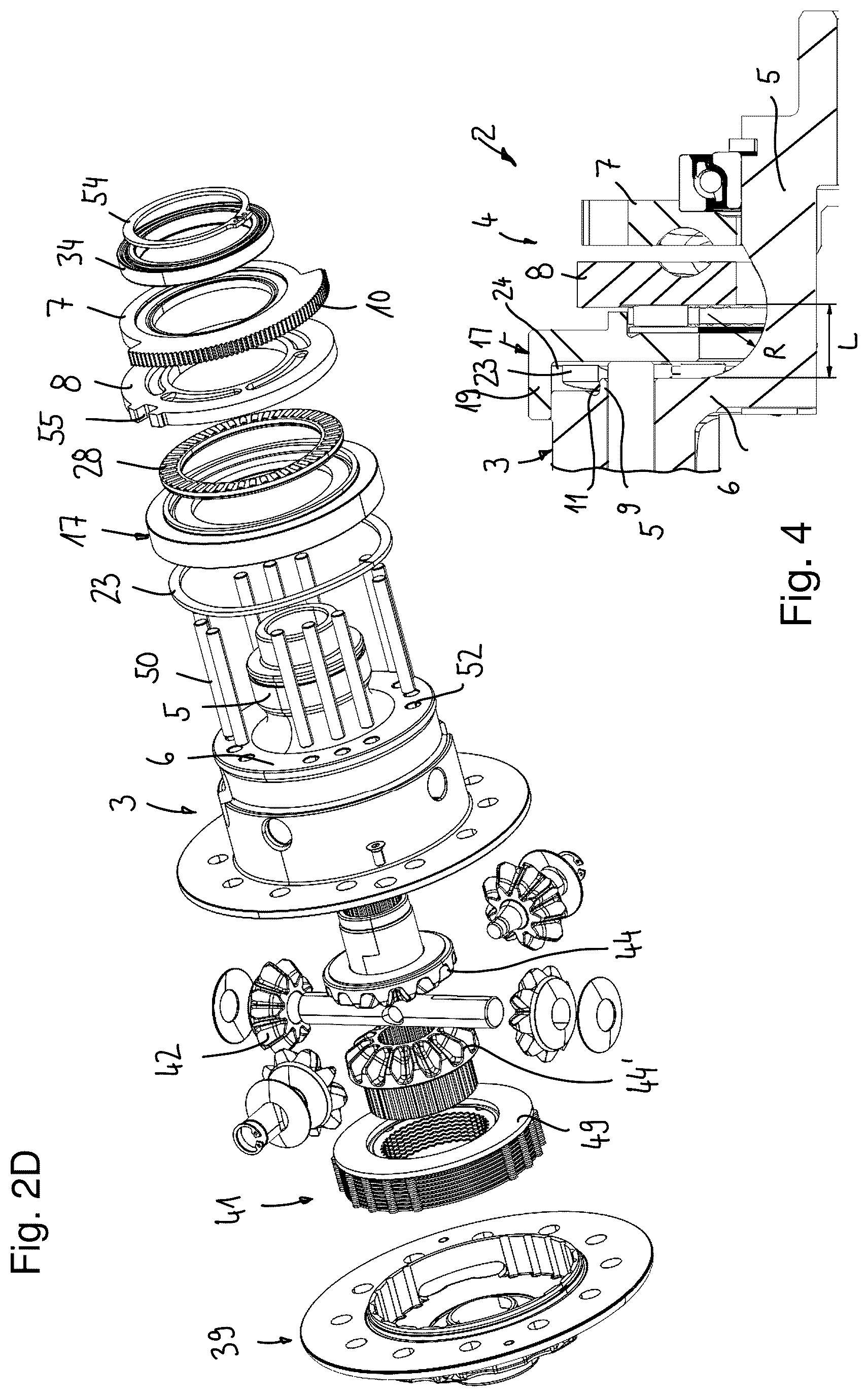 Patent US12590627 Figure 5 – Differential assembly and actuator assembly for friction disk clutch